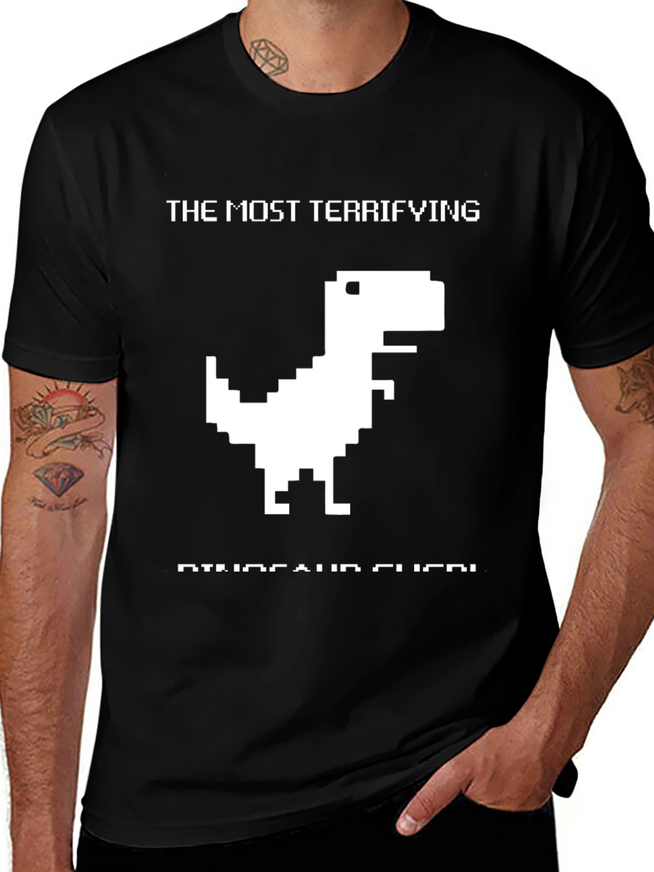 Variant 29 of Terrifying Dinosaur Pixel Art Black T-Shirt