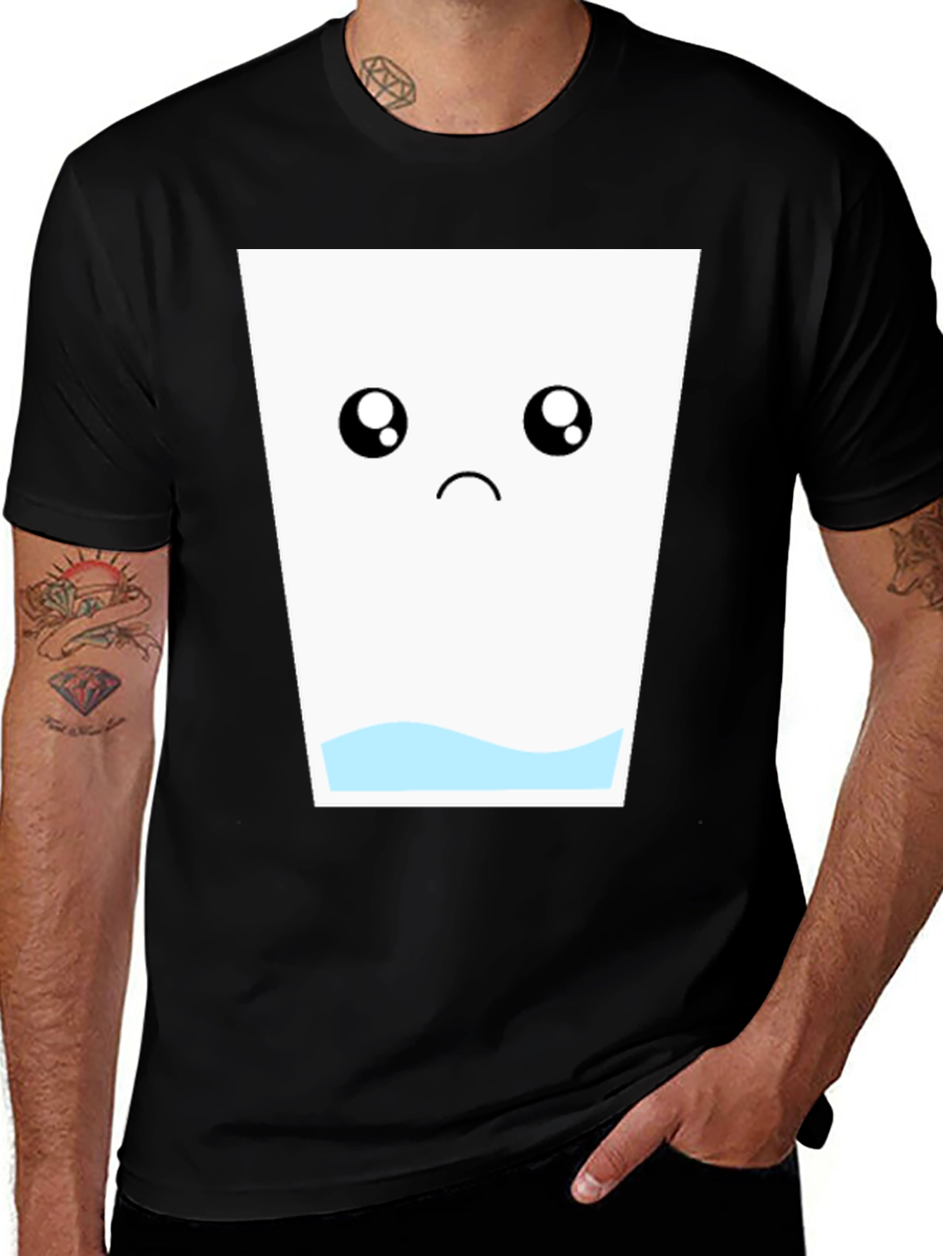 Variant 16 of Sad Empty Glass Graphic Tee - Unisex Black T-Shirt