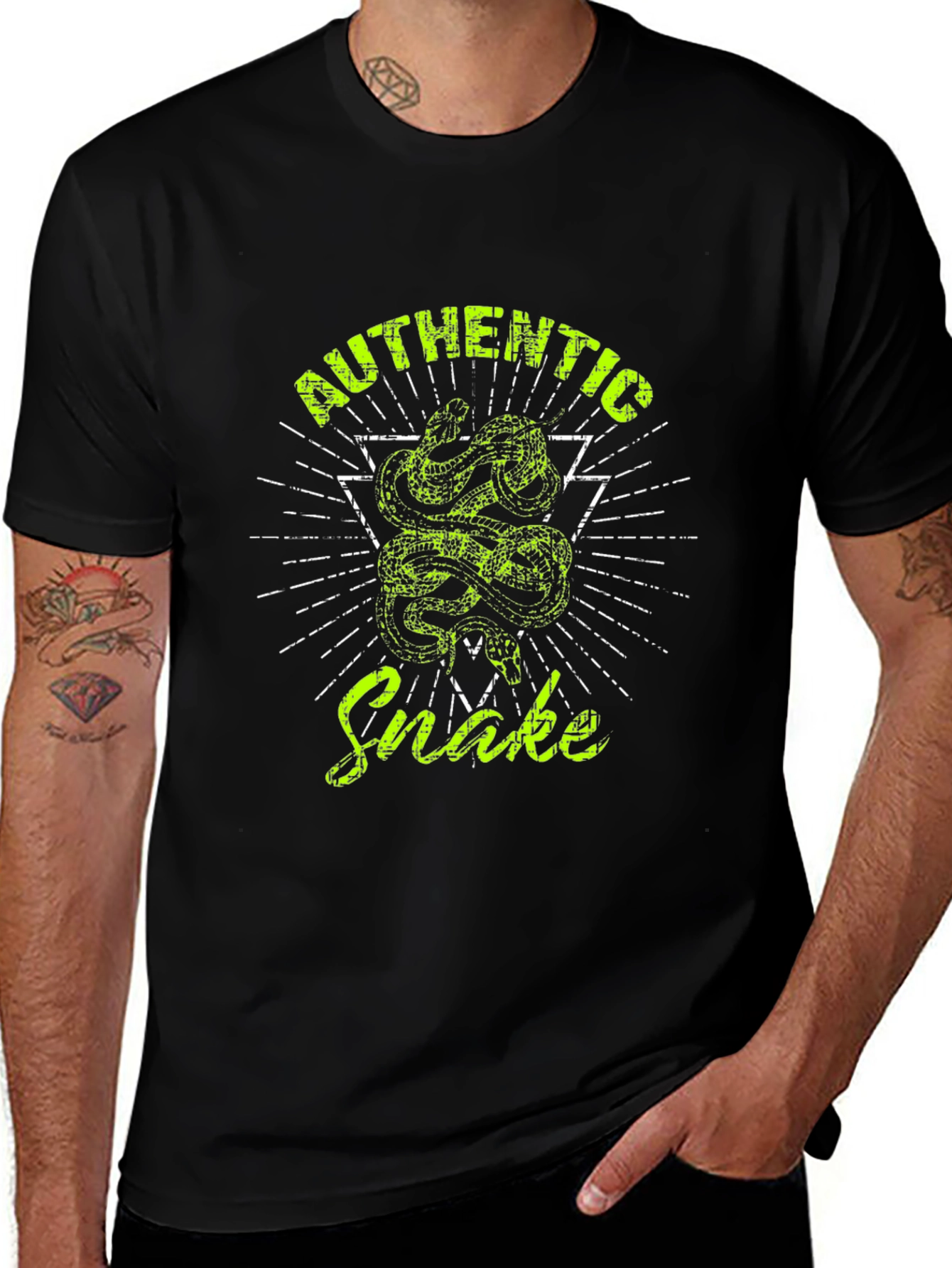 Variant 2 of Authentic Snake Graphic Print Black T-Shirt