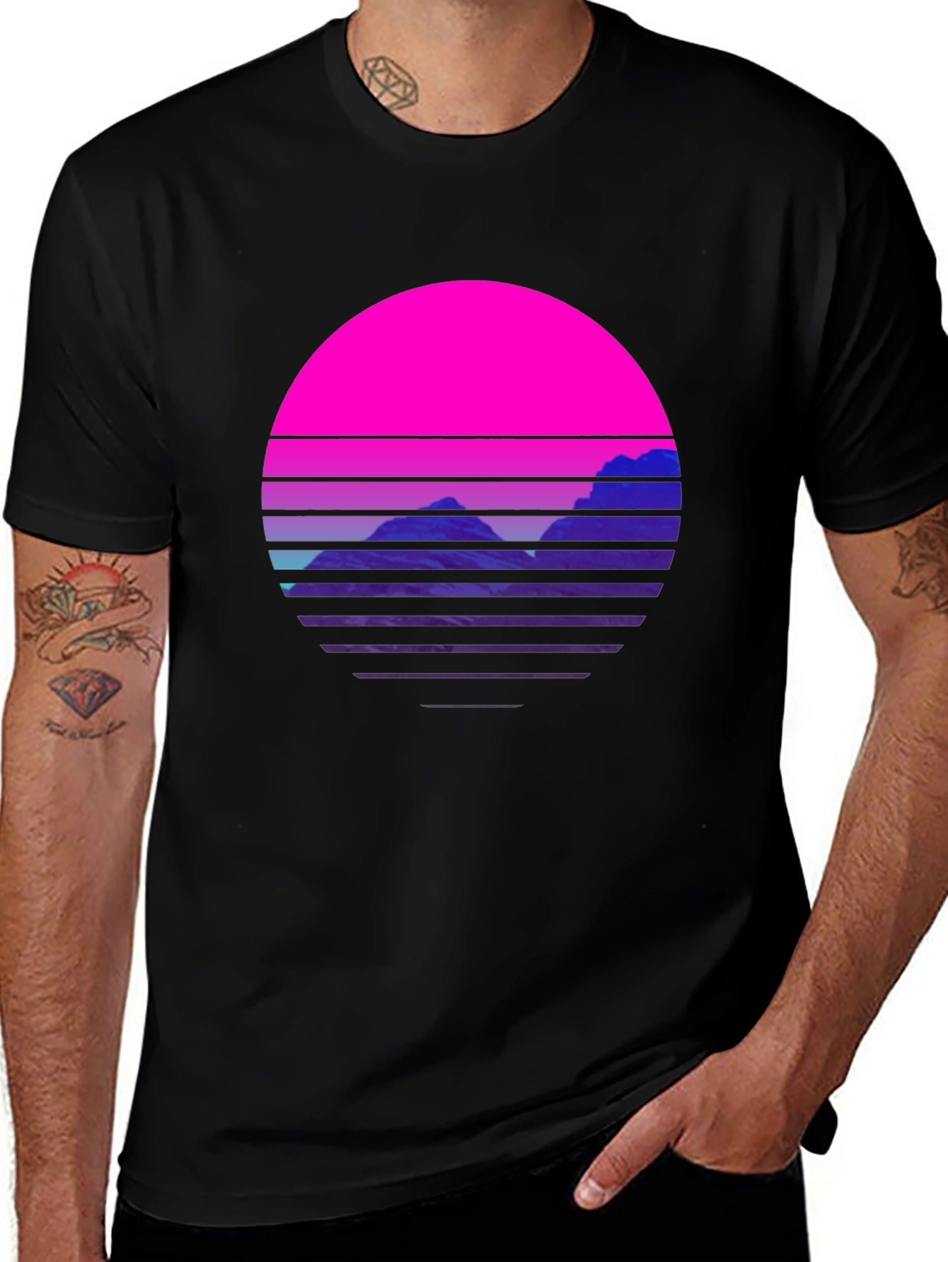 Variant 7 of Retro Sunset Graphic T-Shirt - Black