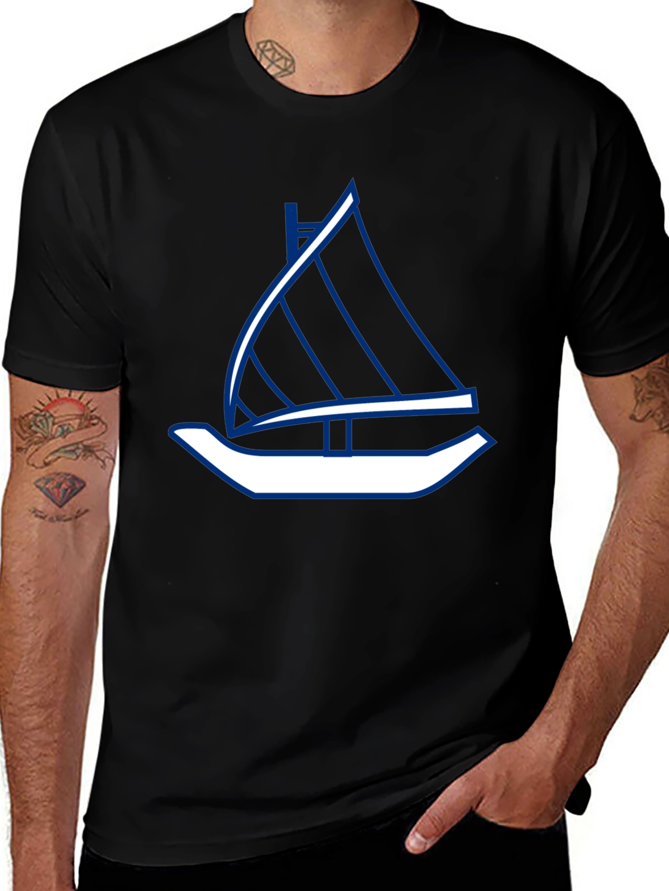 Variant 30 of Sailboat Graphic Tee - Stylish Black T-Shirt