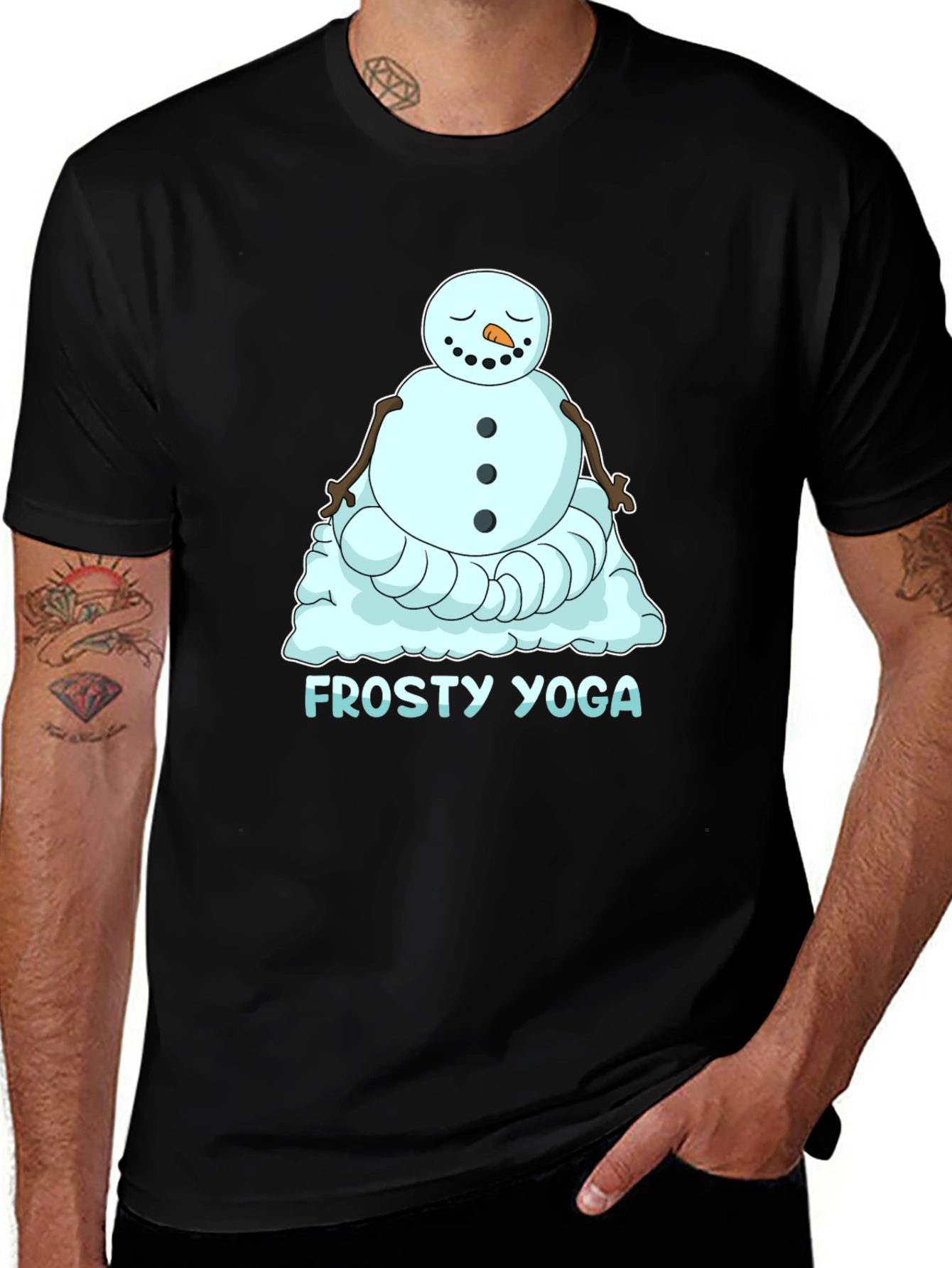 Variant 10 of Frosty Yoga Tee - Black Graphic T-Shirt
