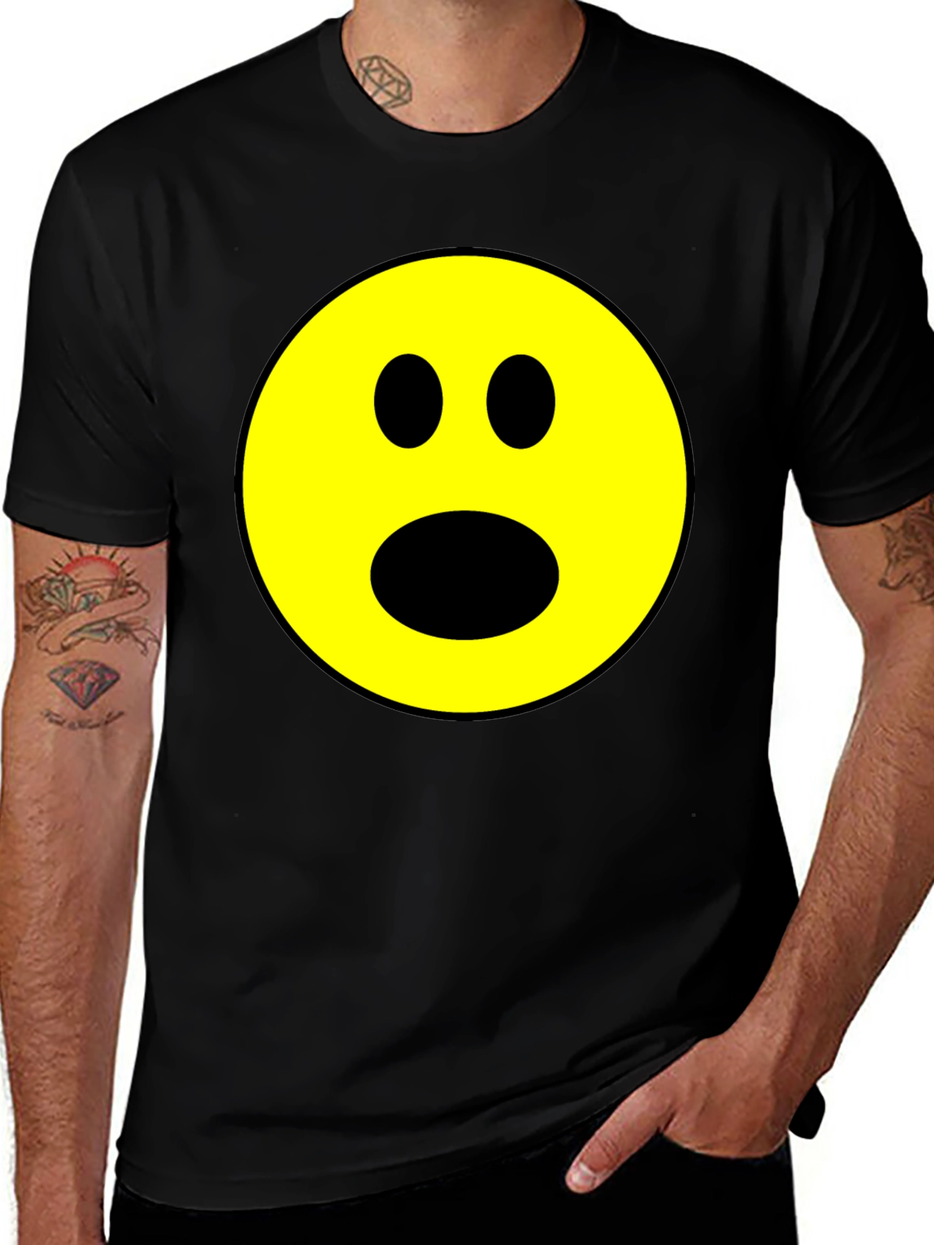 Variant 22 of Shocked Emoji Graphic T-Shirt - Black