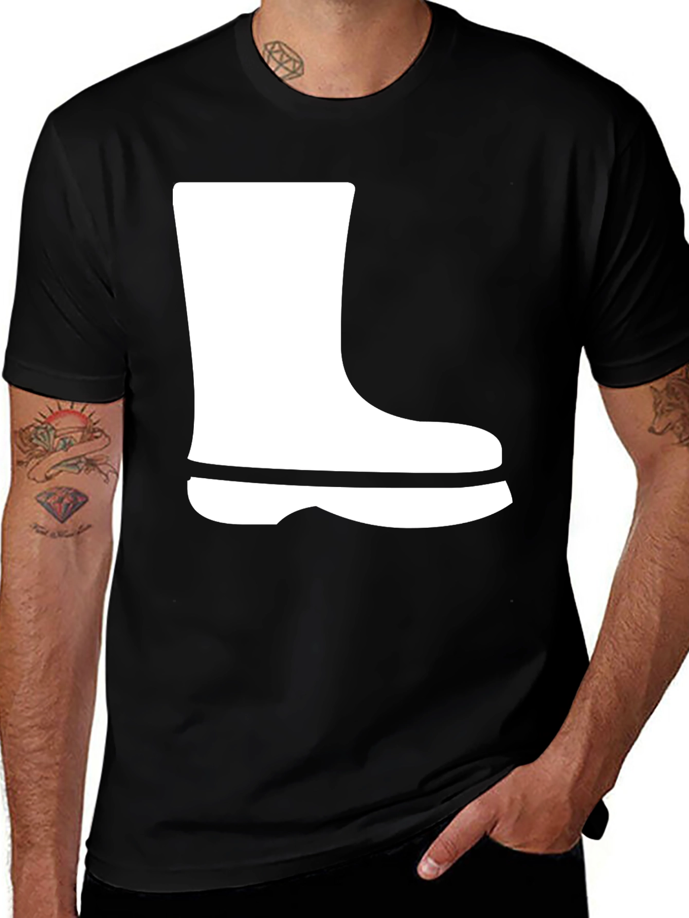 Variant 2 of Funny Boot Graphic Tee - Black Casual T-Shirt
