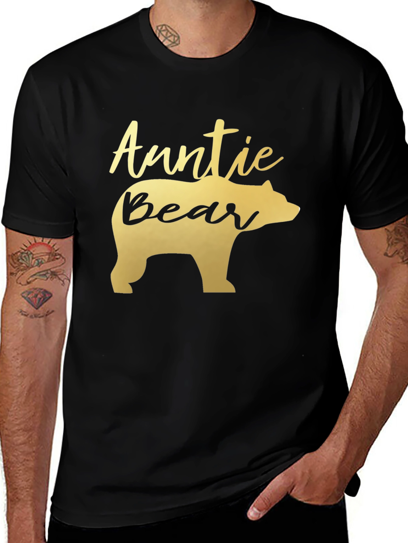 Auntie Bear Graphic T-Shirt - Black