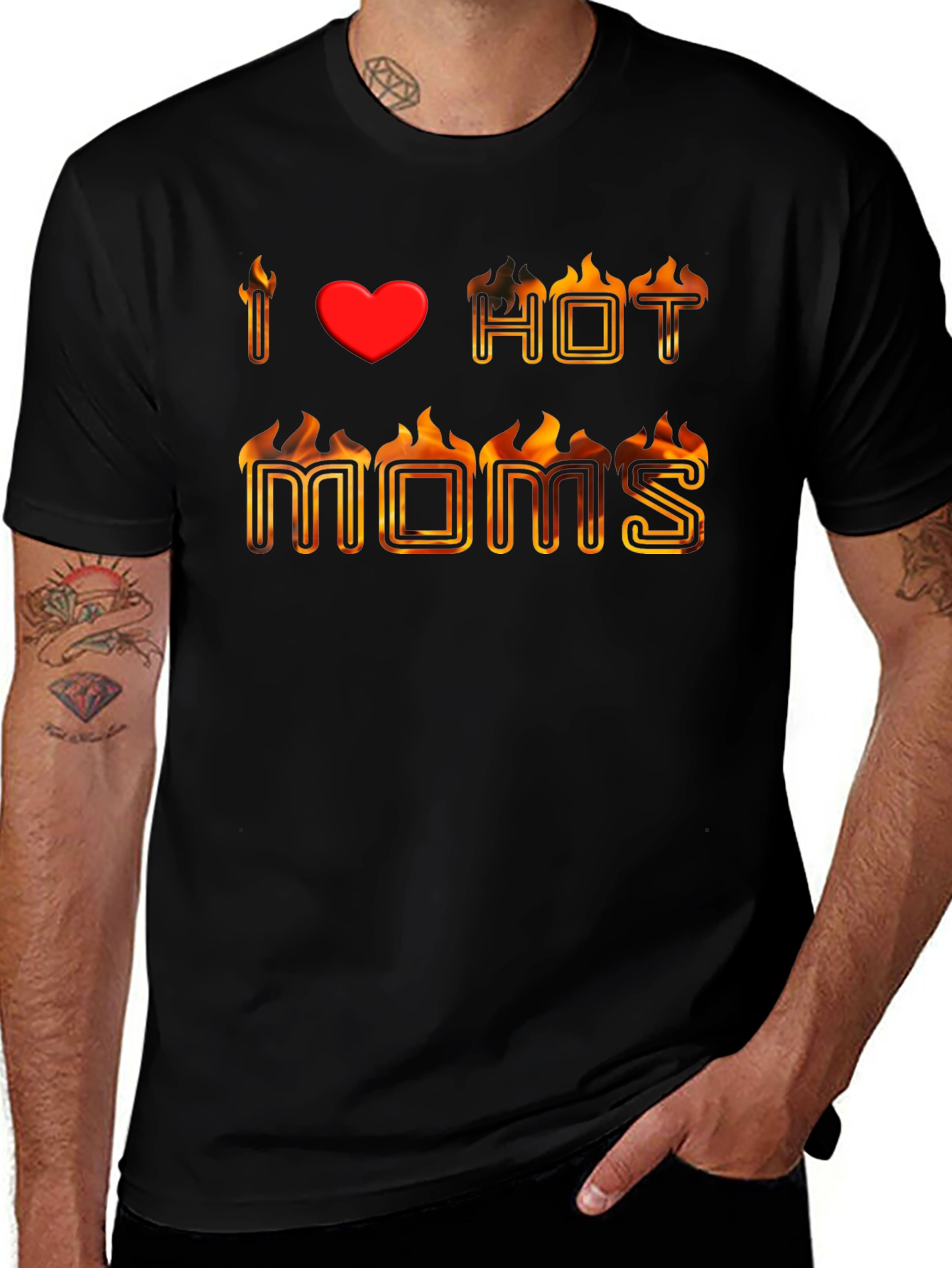 Variant 10 of I Love Hot Moms Graphic Tee - Fire Design