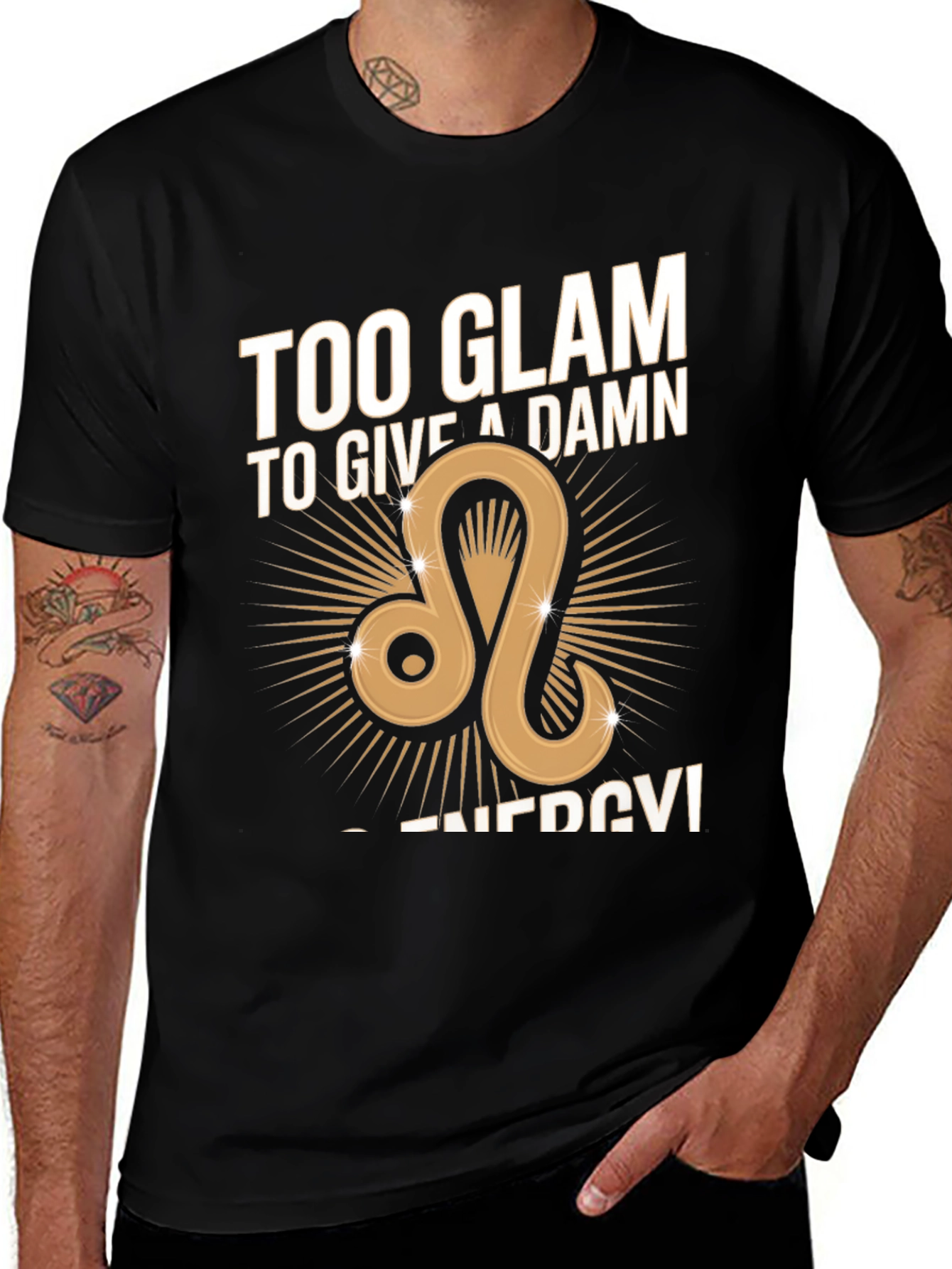Variant 7 of Glam Leo Zodiac Graphic Tee - Black