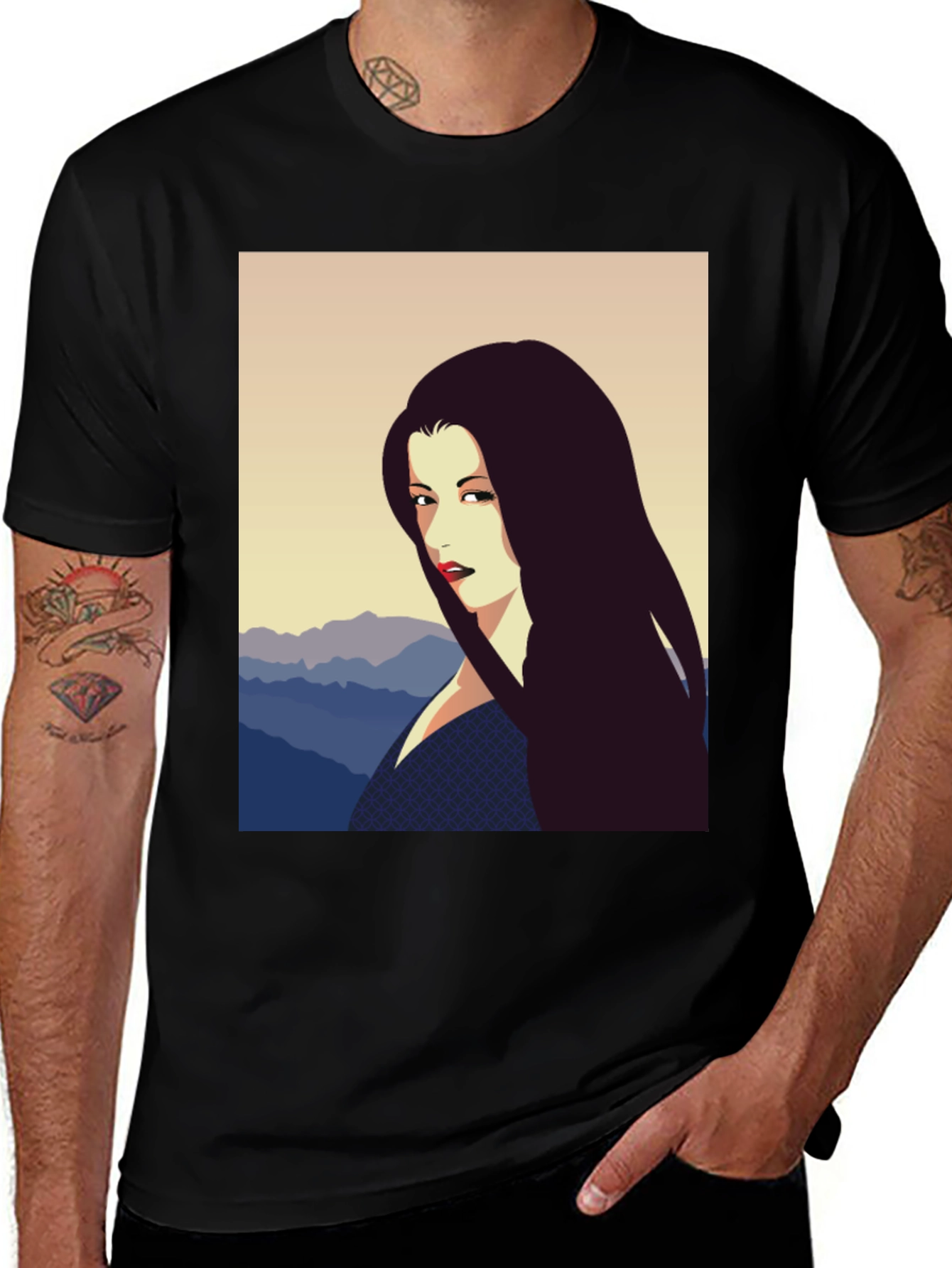 Variant 2 of Woman Portrait Graphic Tee - Black