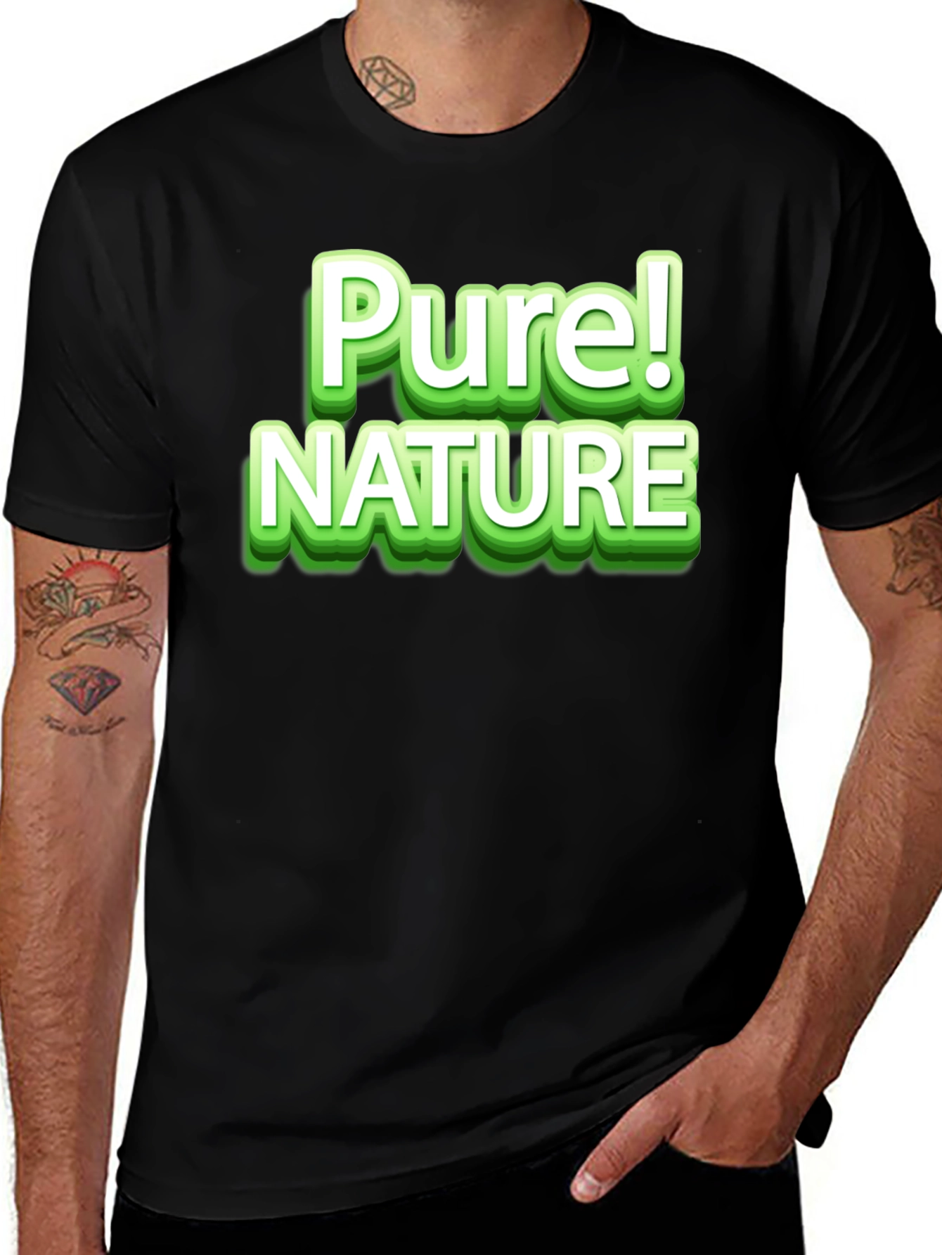 Variant 14 of Pure Nature Graphic Tee - Stylish Black T-Shirt