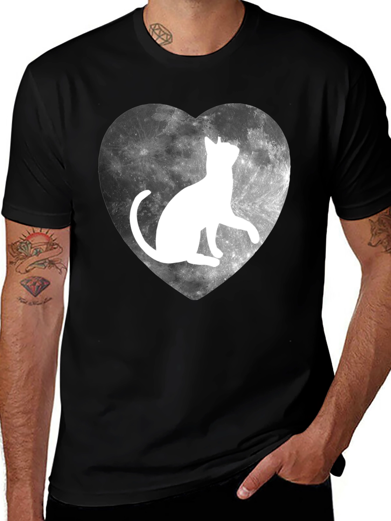 Variant 27 of Cat Moon Heart Graphic T-Shirt