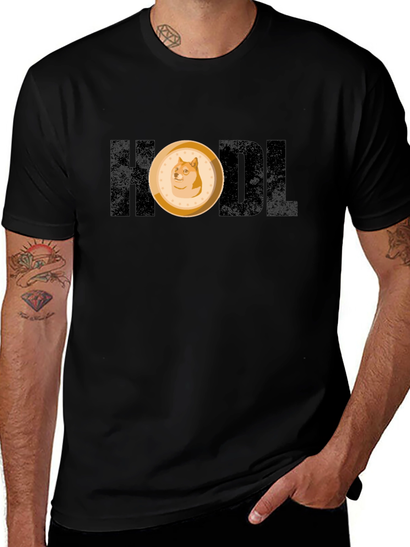HODL Doge Meme Crypto Black T-Shirt