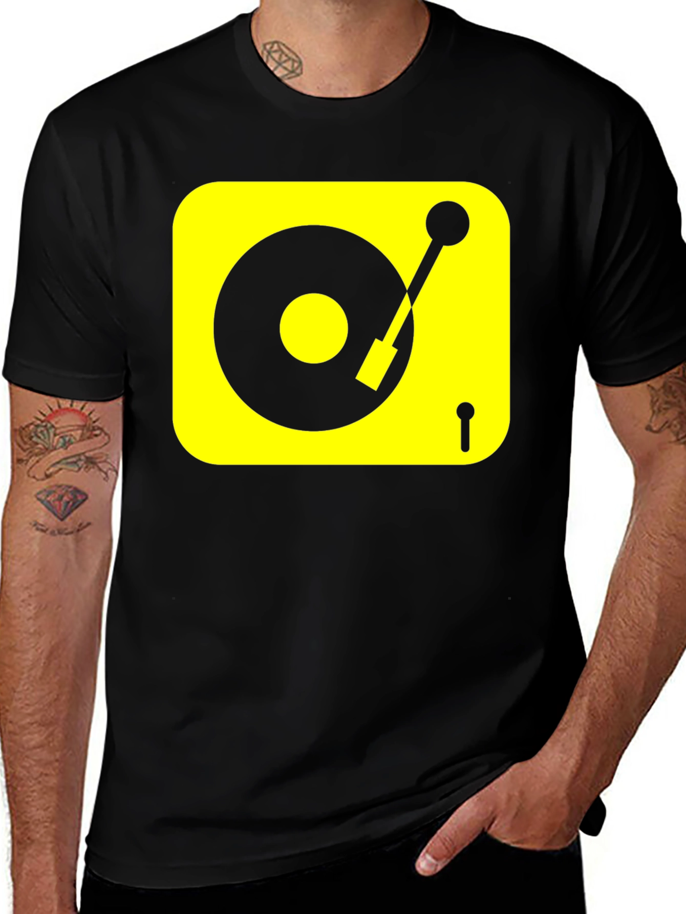Variant 27 of DJ Turntable Graphic Tee - Black