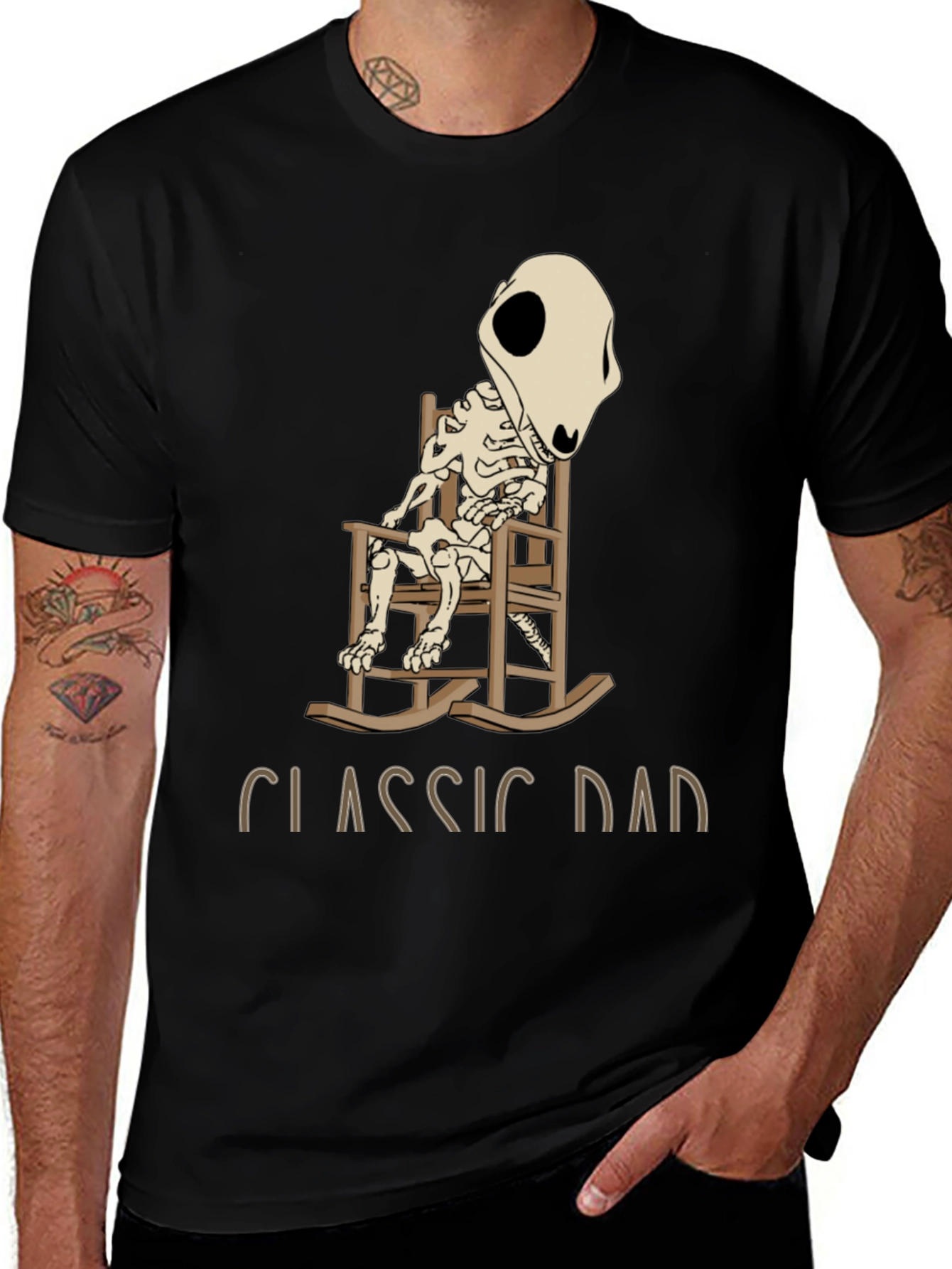 Classic Dad Skeleton Rocking Chair T-Shirt