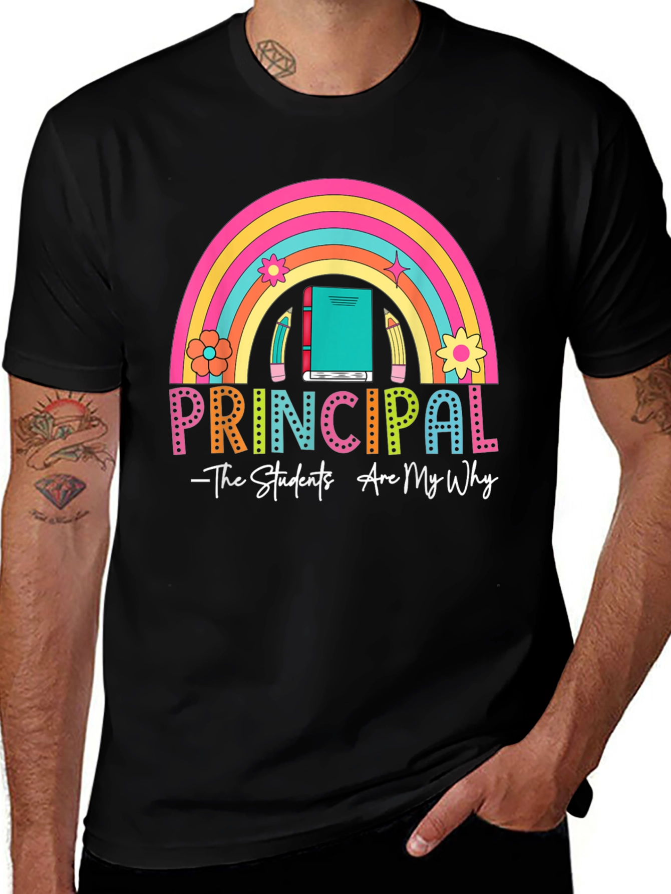 Principal Rainbow Graphic T-Shirt - Teacher Appreciation