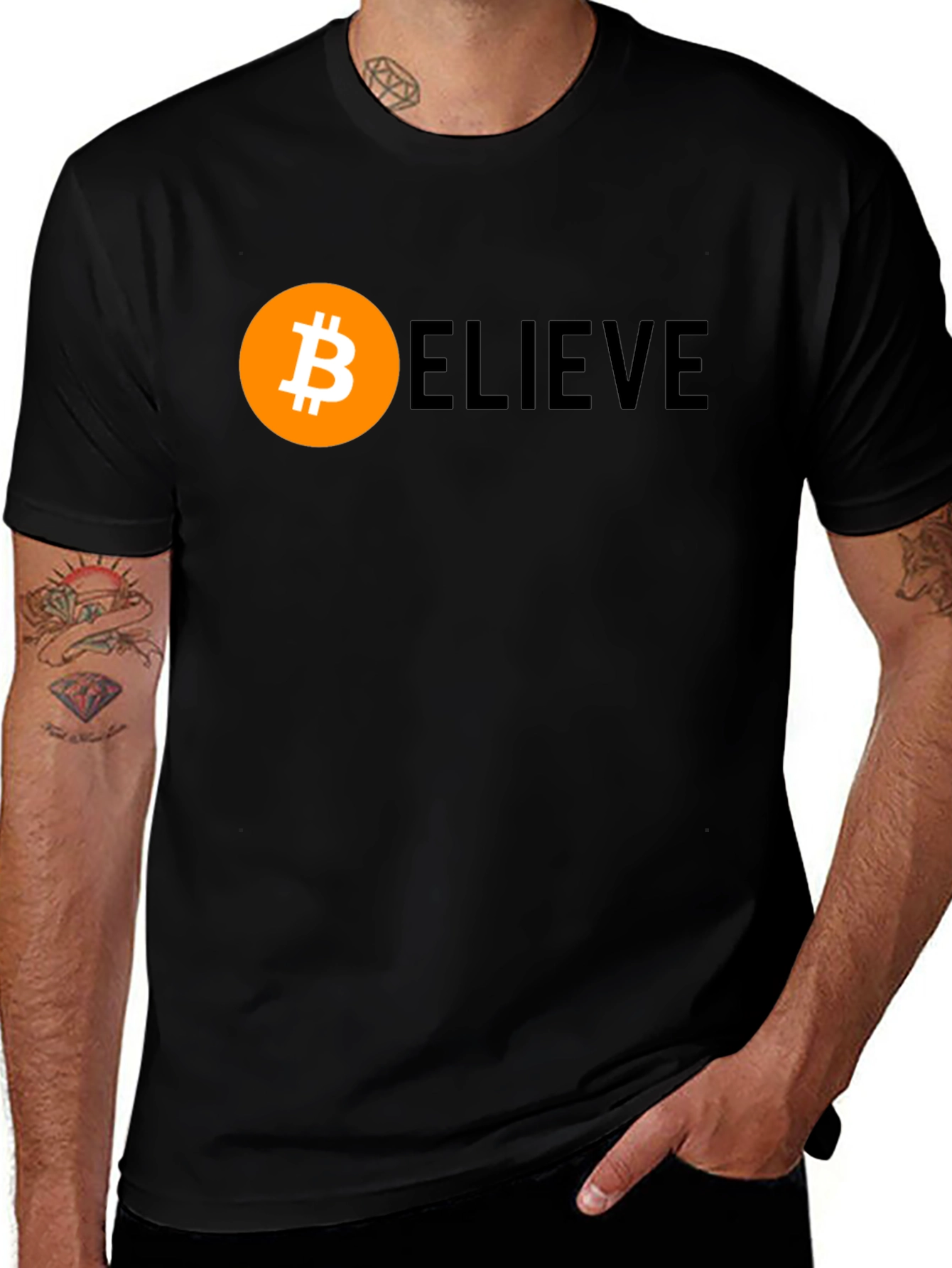 Variant 6 of Bitcoin BELIEVE Crypto T-Shirt - Black