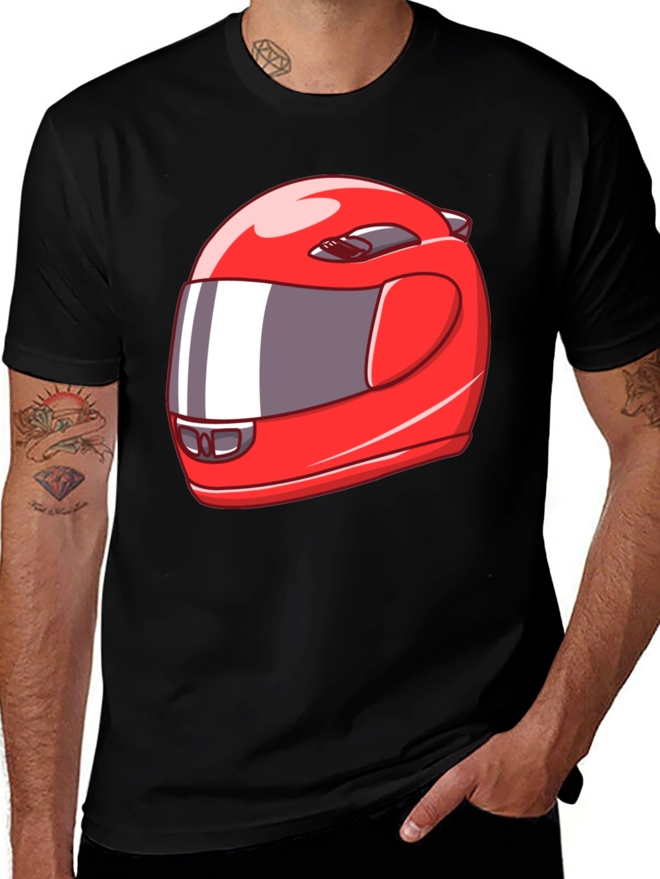Variant 28 of Cool Red Racing Helmet Graphic Black T-Shirt