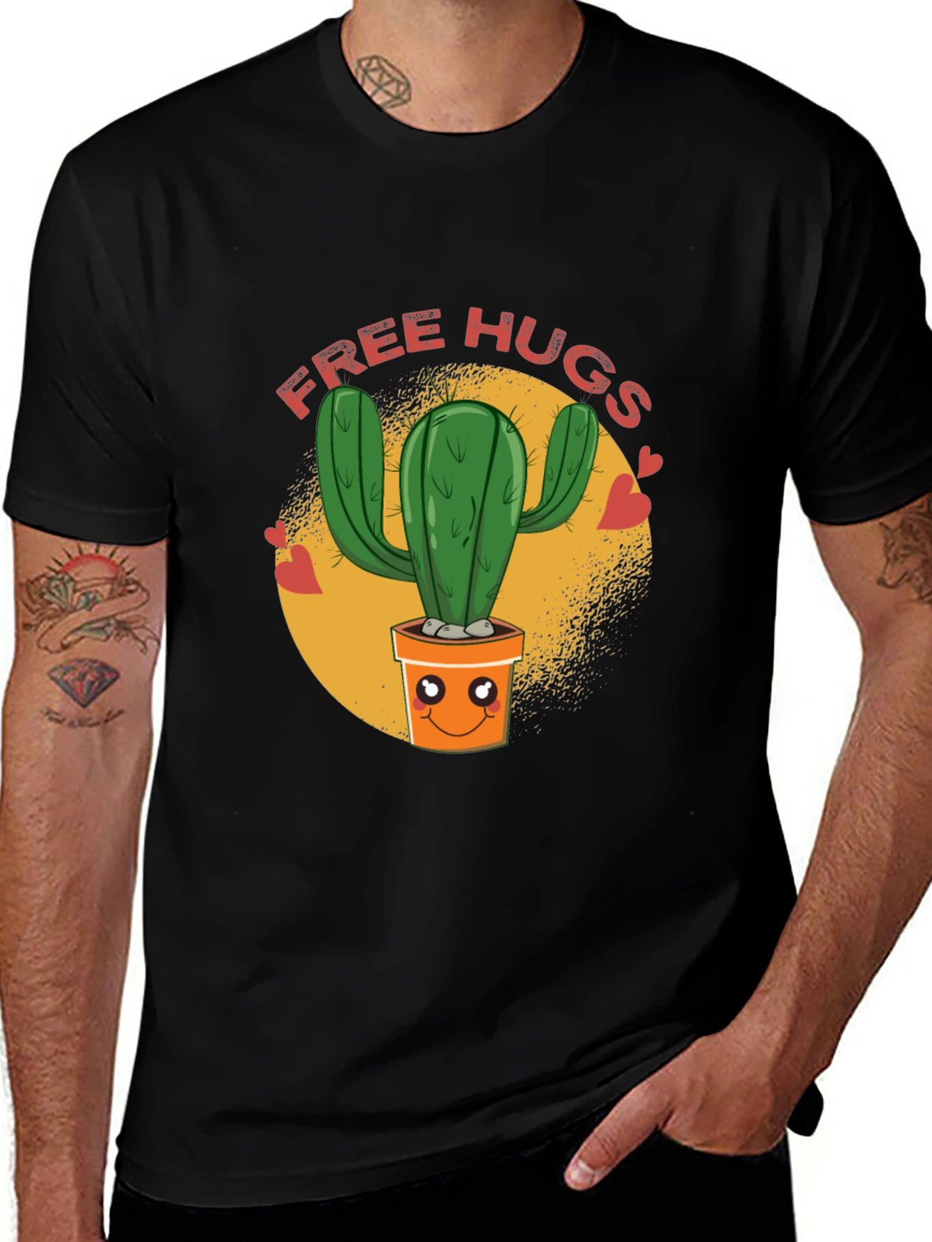 Variant 28 of Free Hugs Cactus Graphic Tee - Soft Cotton Blend