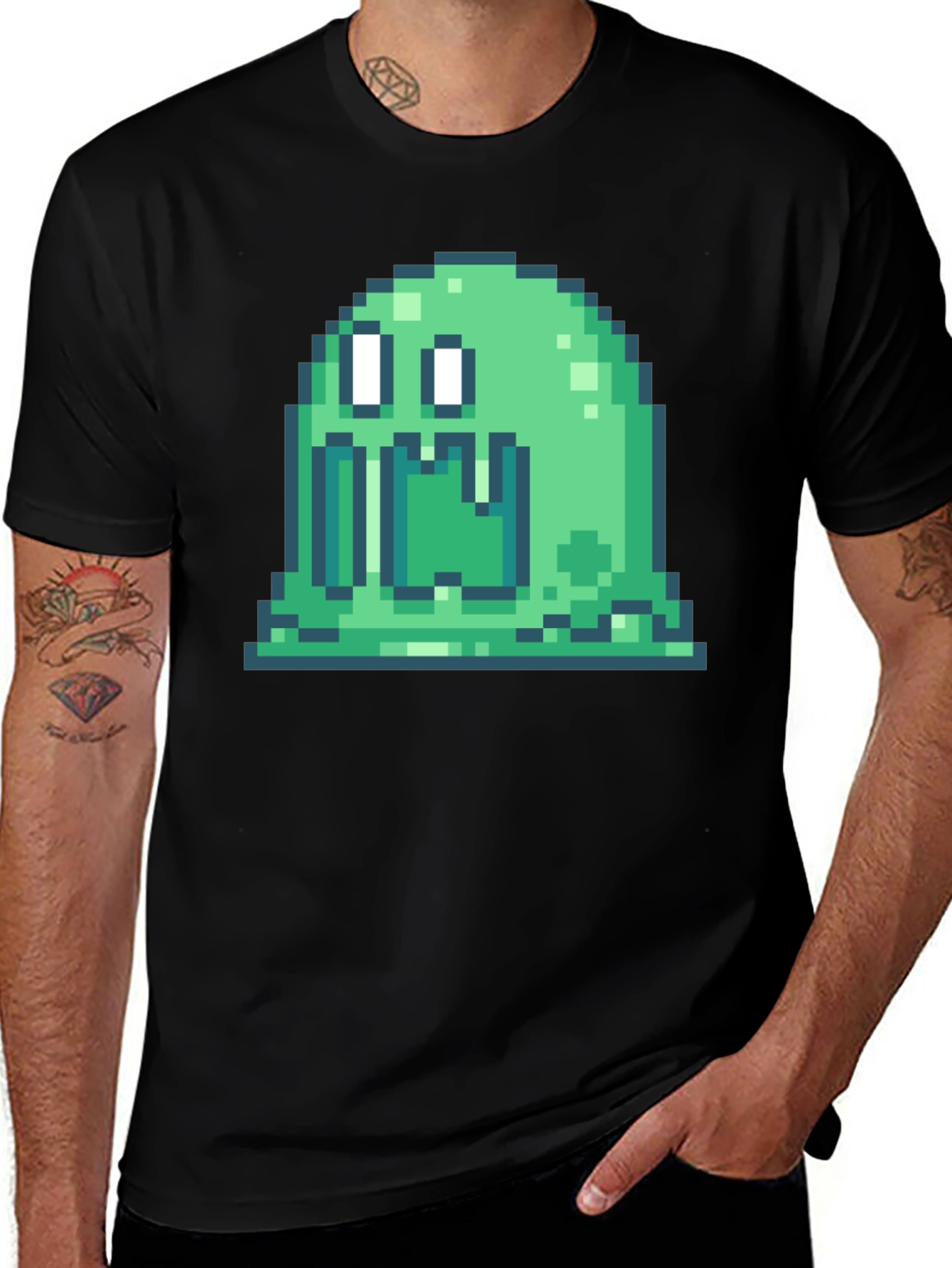 Variant 23 of Pixel Slime Monster T-Shirt - Retro Gaming Style