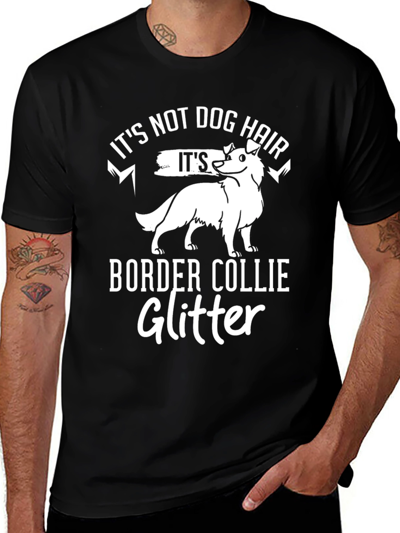 Border Collie Glitter Dog Hair T-Shirt