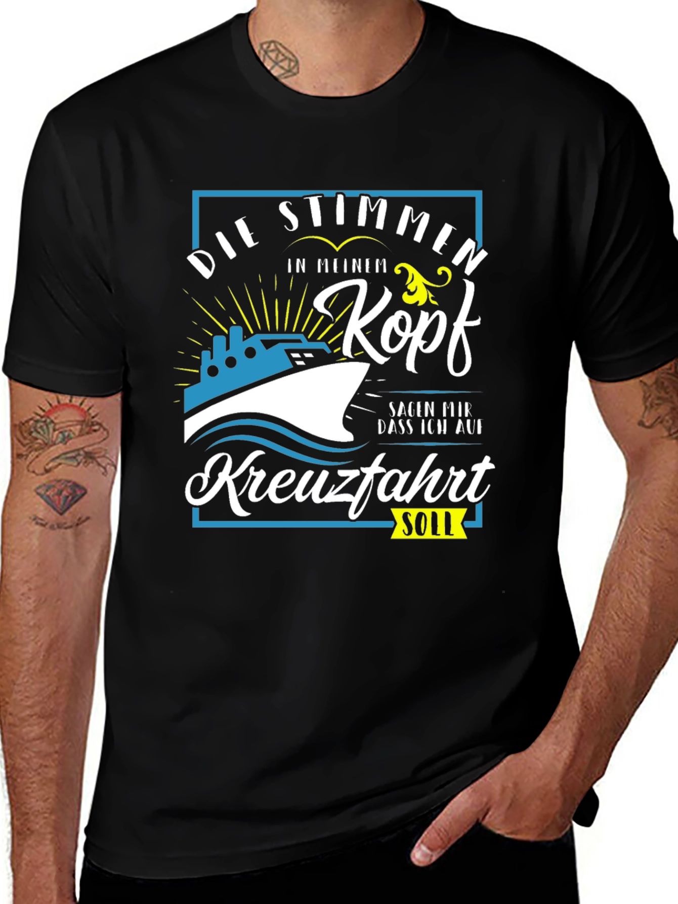 Variant 26 of Funny German Cruise T-Shirt - Die Stimmen in Meinem Kopf