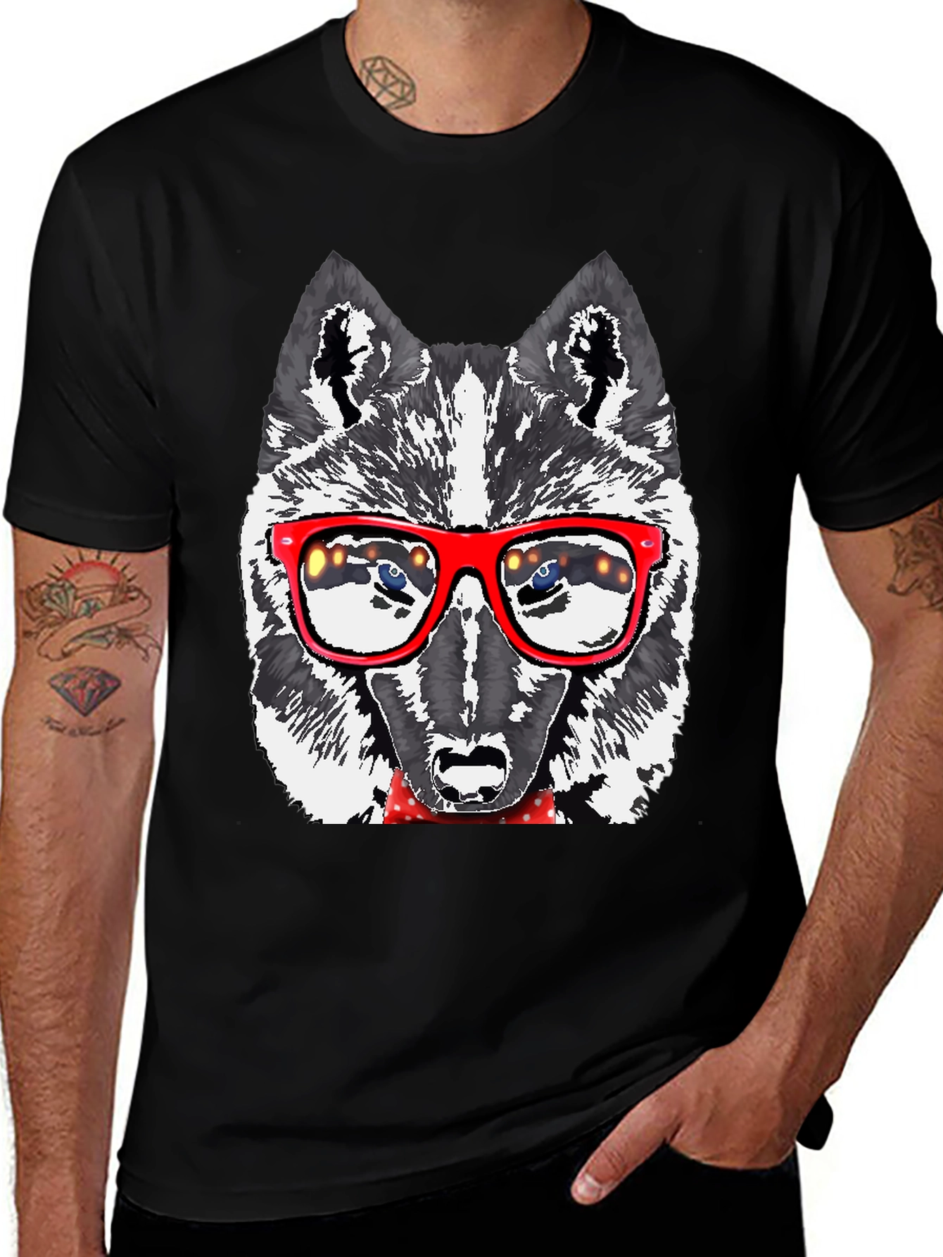 Variant 12 of Wolf with Glasses Graphic Tee