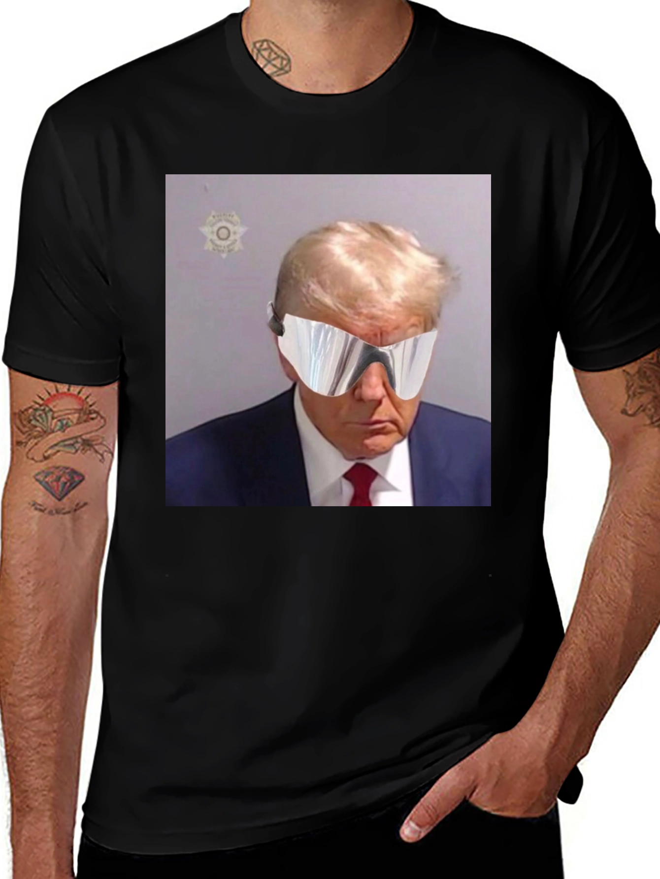 Trump Mugshot Sunglasses Graphic Tee - Men's Black T-Shirt