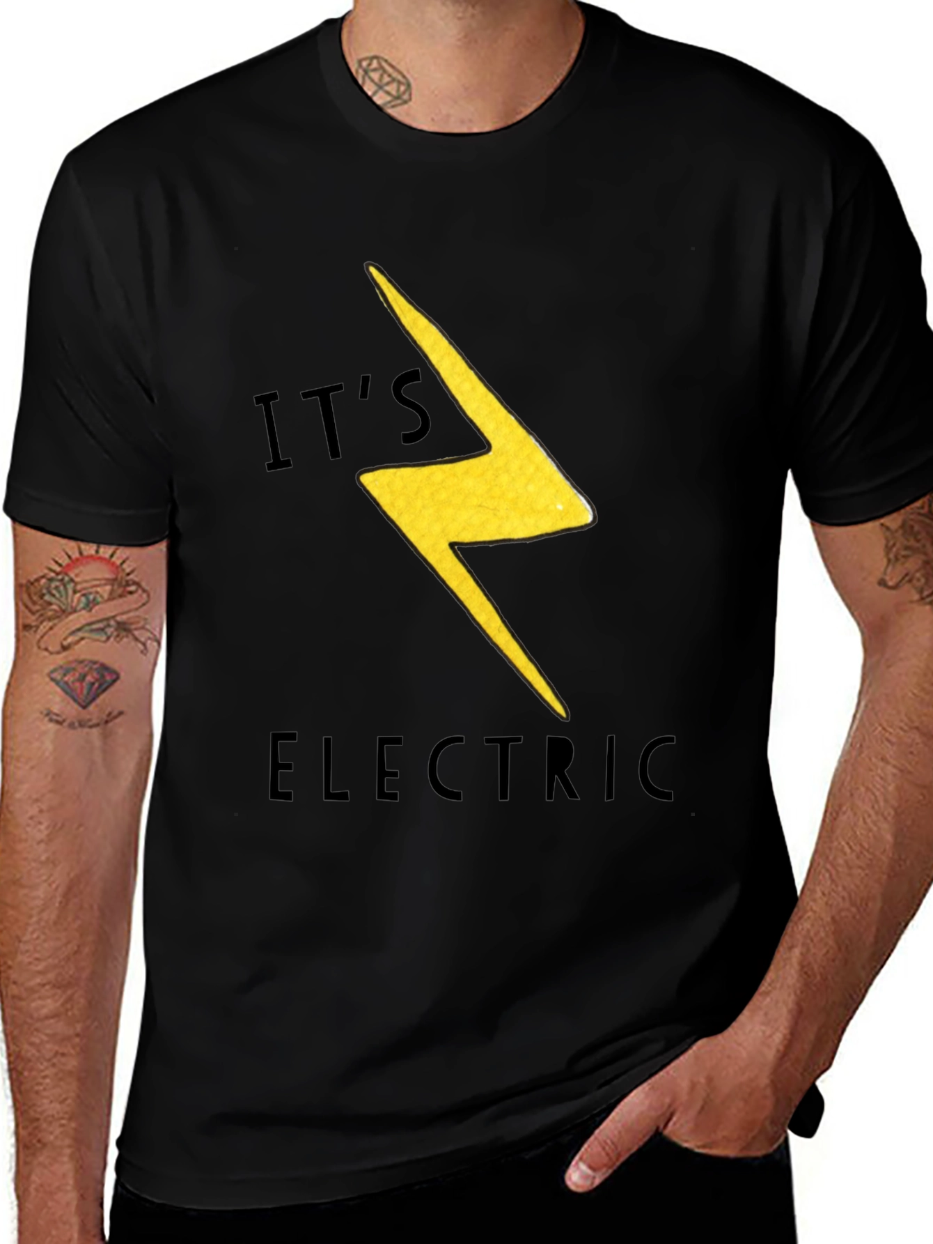 Variant 16 of It's Electric Bolt T-Shirt - Black Graphic Tee