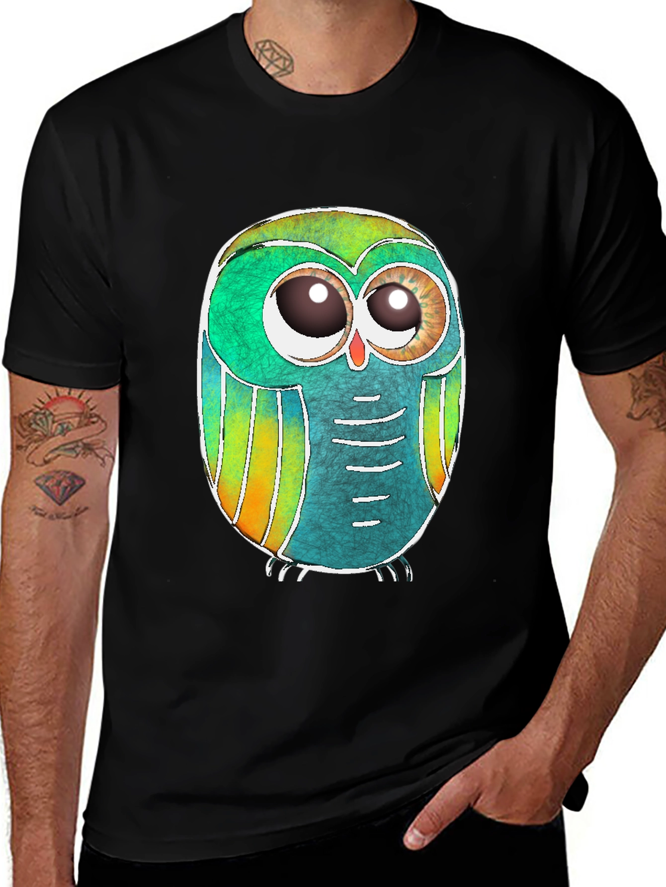 Variant 29 of Owl Graphic Black T-Shirt