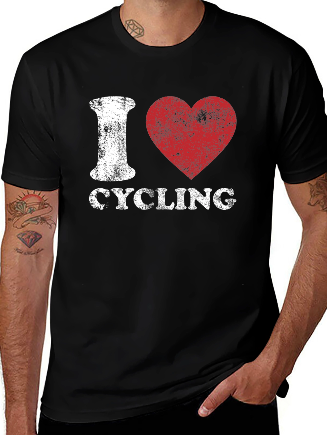 Variant 9 of I Heart Cycling Black Graphic Tee Shirt