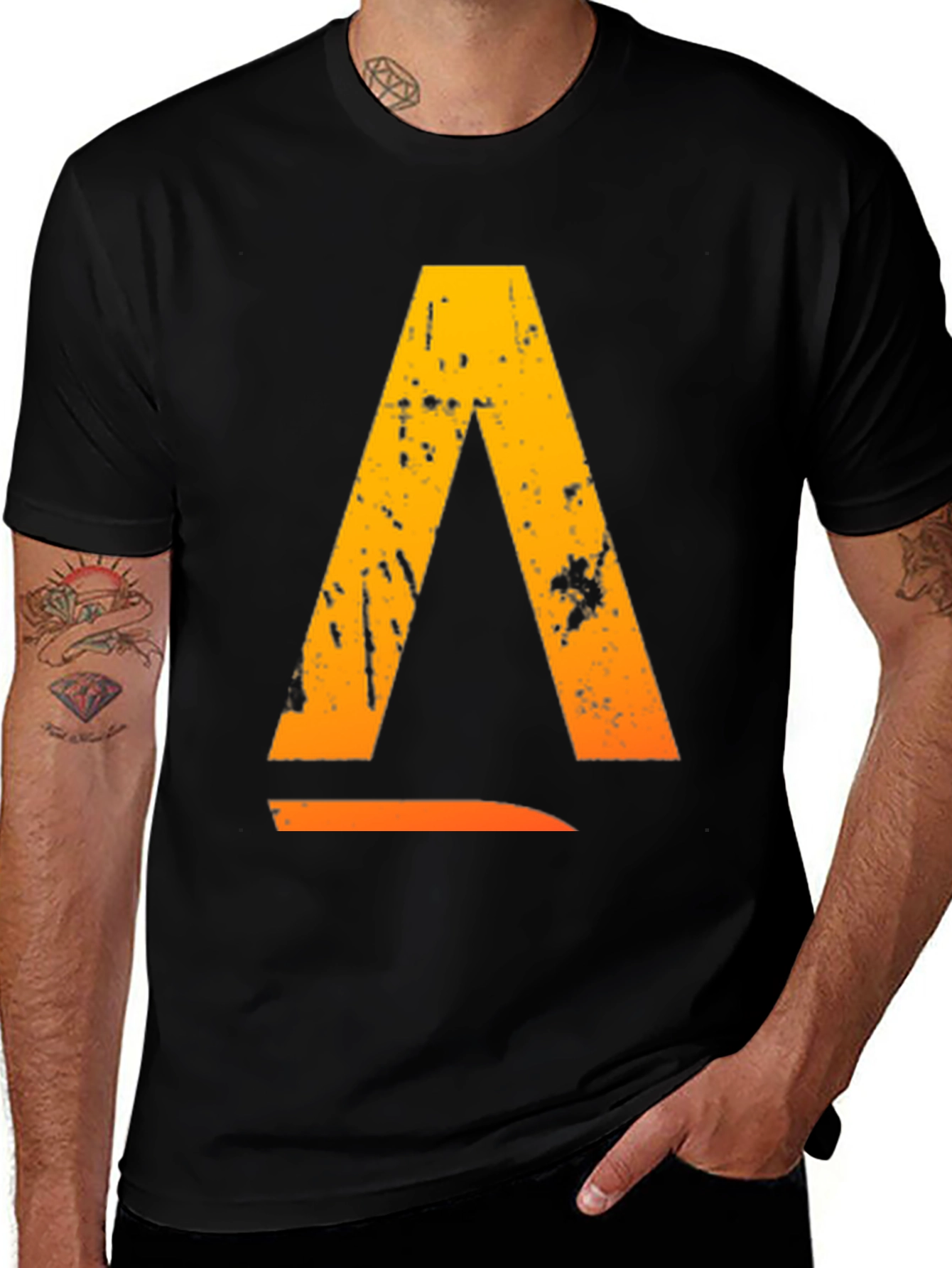 Variant 15 of Grunge Lambda Symbol Black T-Shirt