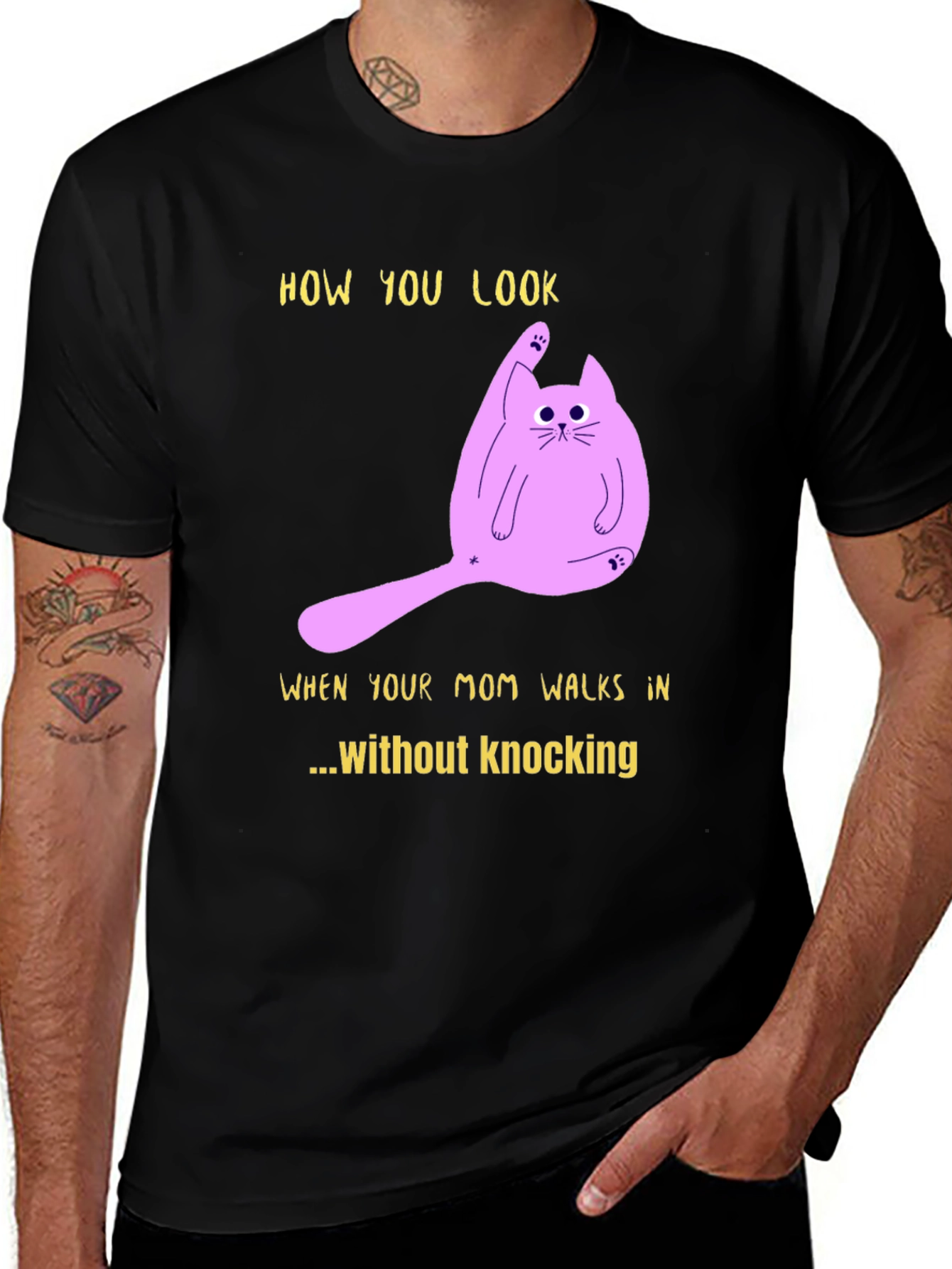 Variant 24 of Humorous Cat T-Shirt - "Mom Walks In"