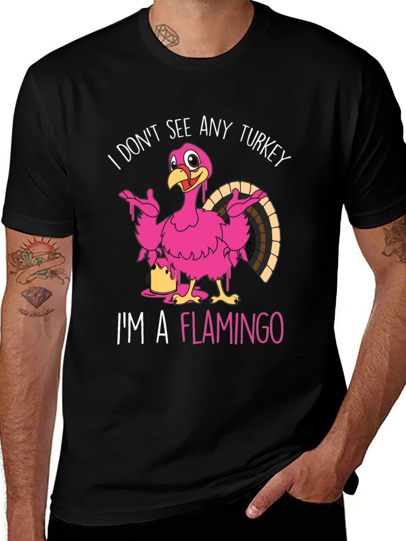Variant 10 of Funny Flamingo Thanksgiving Graphic T-Shirt