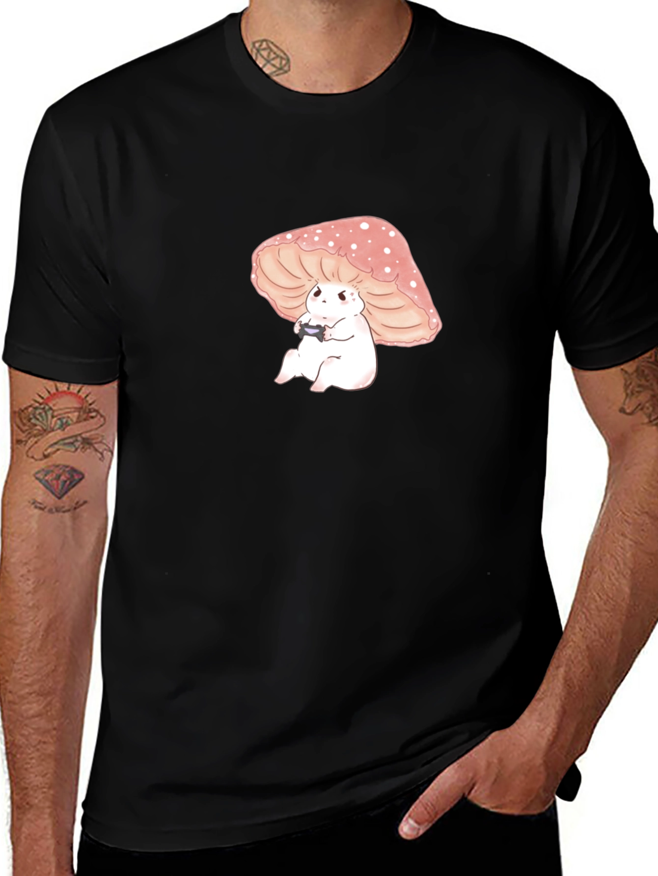 Variant 30 of Mushroom Gamer Graphic Tee - Black