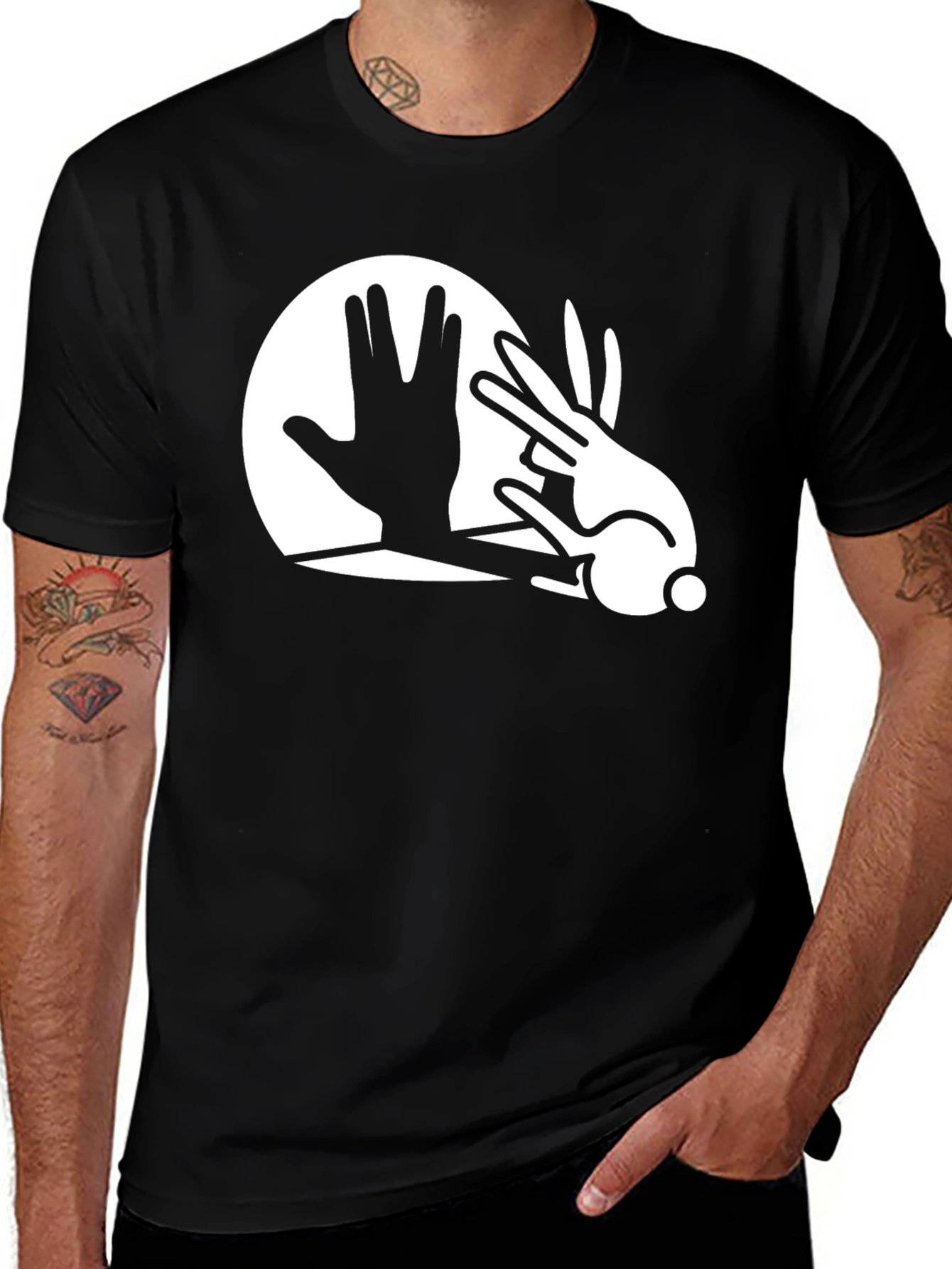 Variant 15 of Hand Shadow Rabbit Graphic Tee