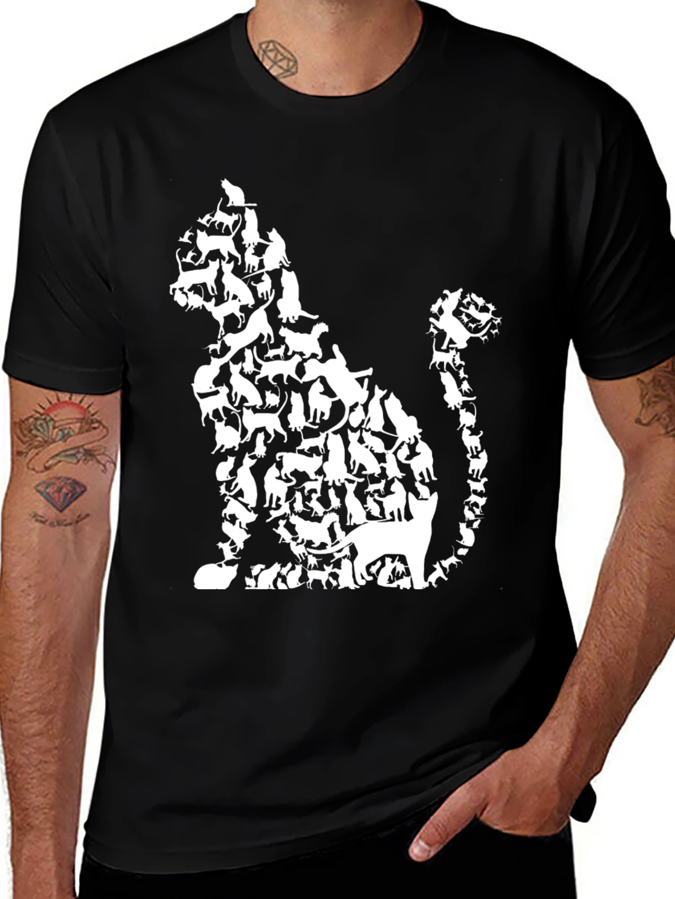 Variant 3 of Cat Silhouette T-Shirt - Animal Lover Tee