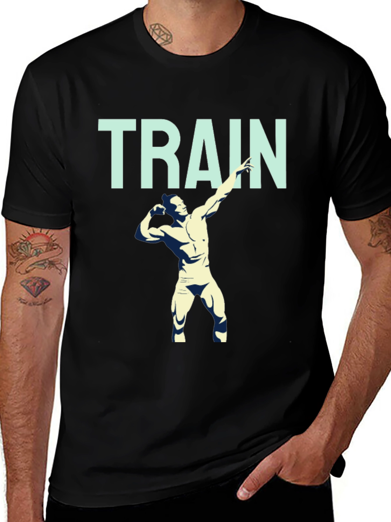 Variant 22 of Train Hard Graphic Tee - Men's Fitness Shirt