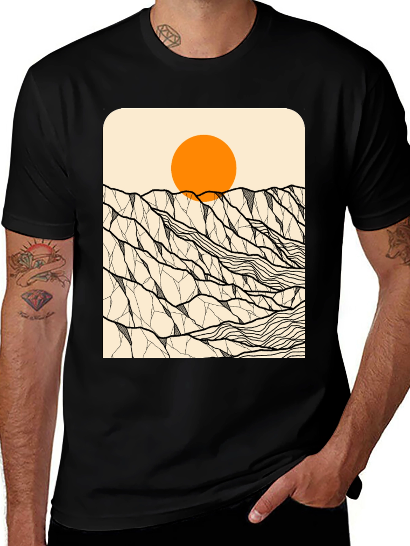 Variant 5 of Geometric Mountain Sunset Graphic Tee
