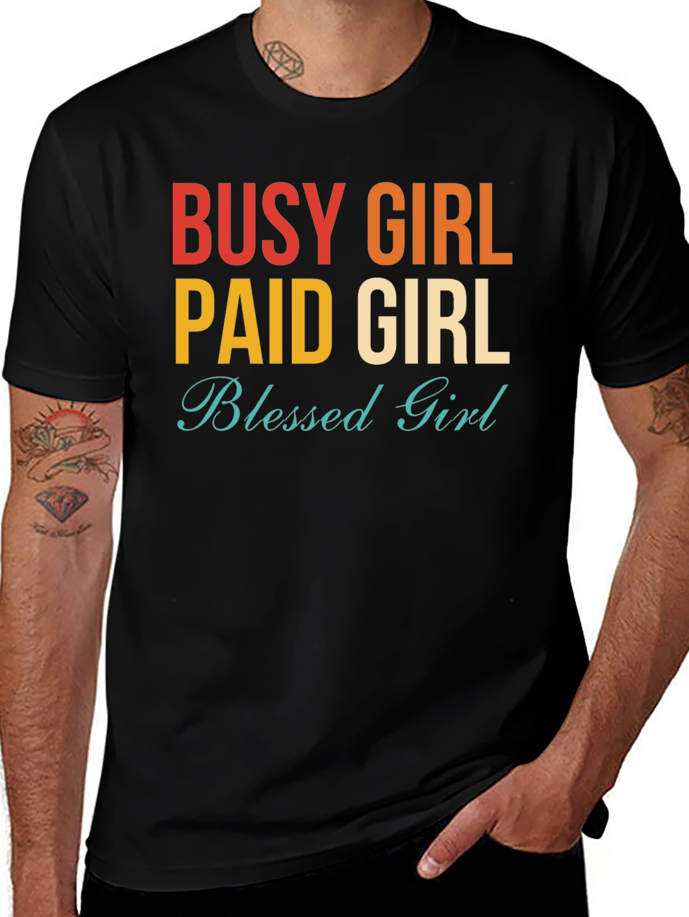 Variant 28 of Busy Paid Blessed Girl Graphic Tee - Trendy T-Shirt