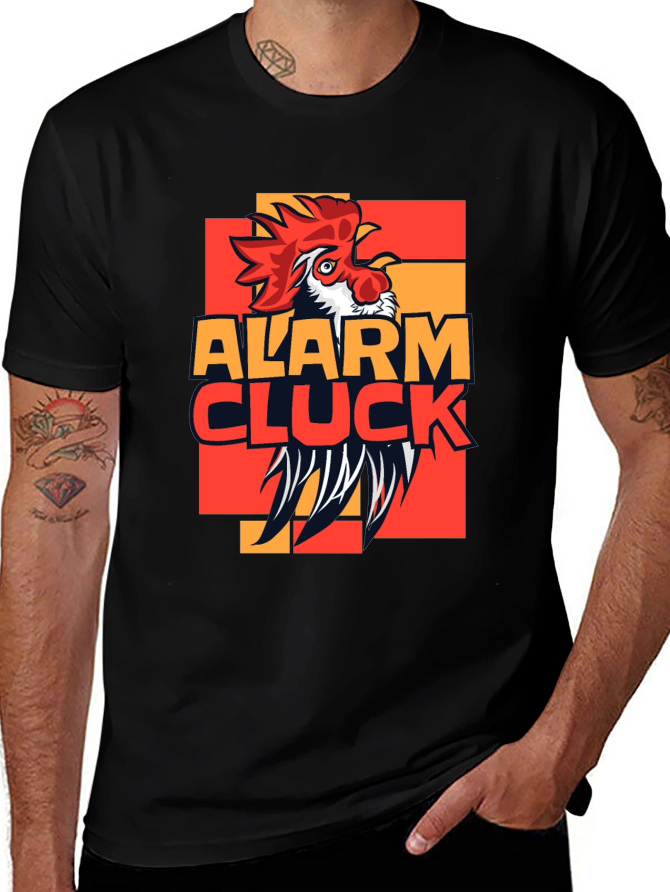 Alarm Cluck Graphic T-Shirt - Rooster Design