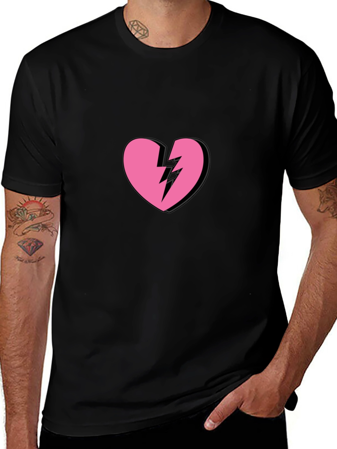 Variant 25 of Broken Heart Graphic Tee - Trendy Black T-Shirt