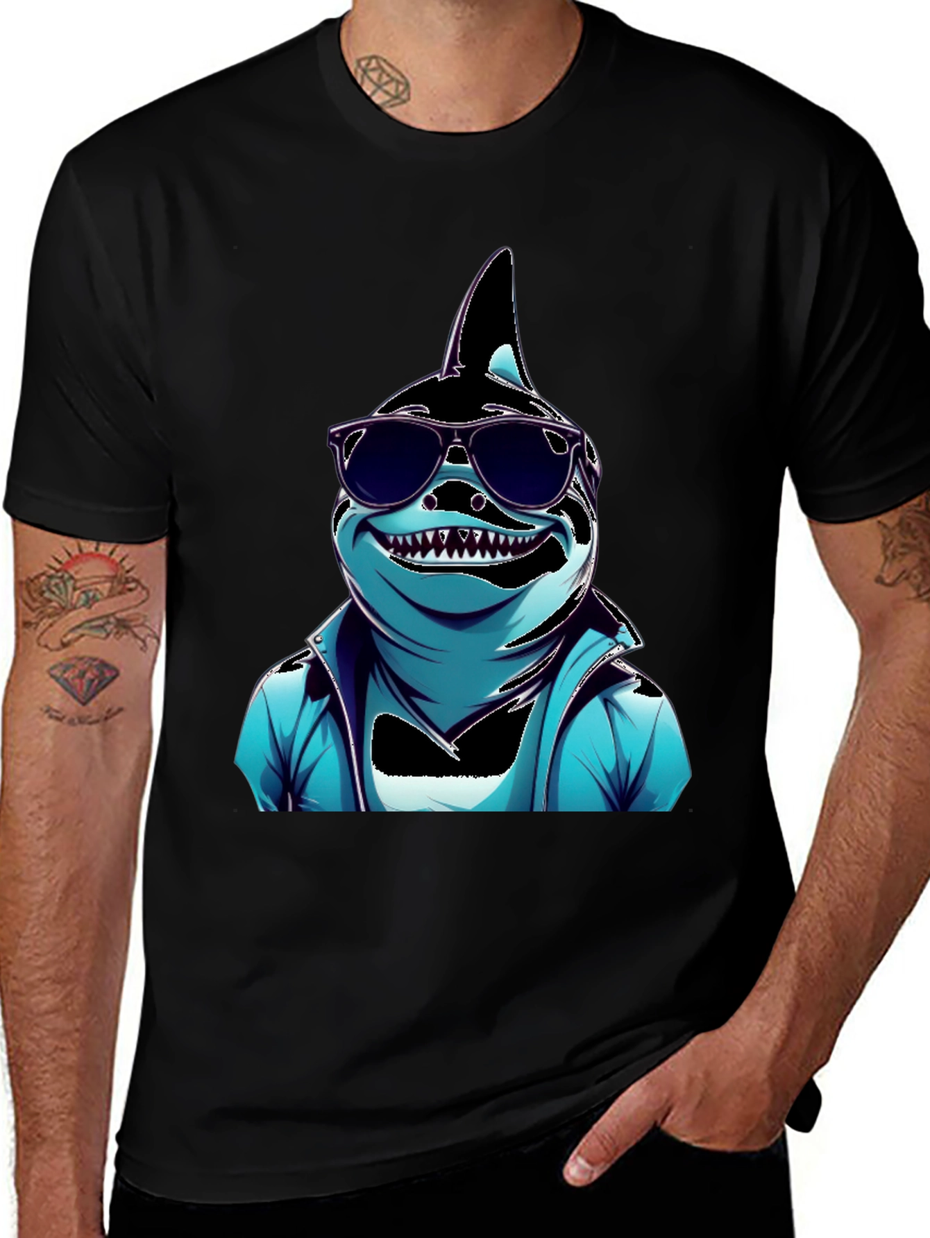 Variant 22 of Cool Cartoon Shark Graphic Tee