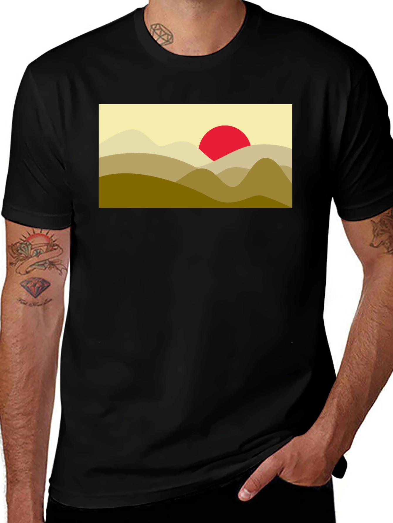 Variant 17 of Mountain Sunset Graphic Tee - Soft Black Cotton Blend
