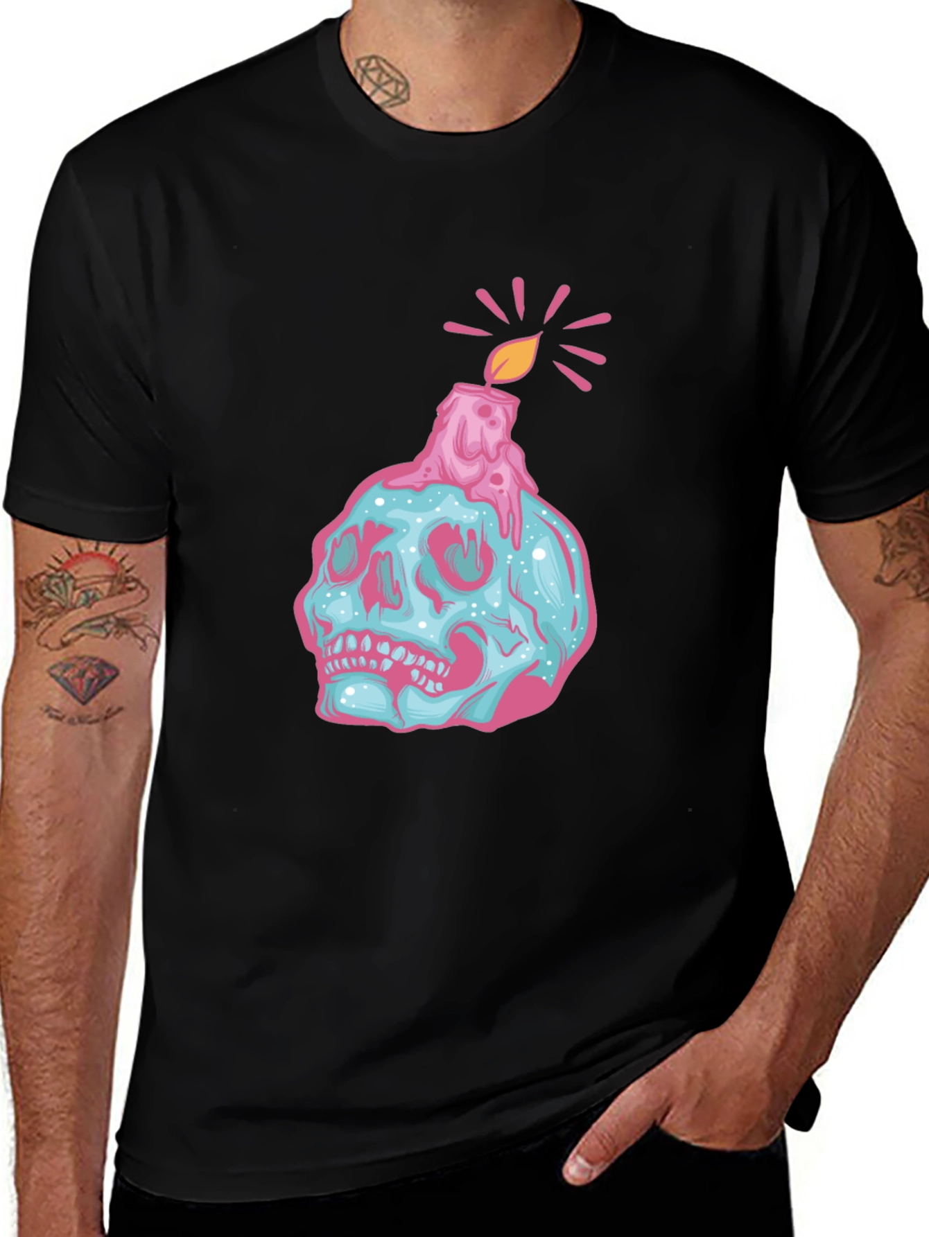 Variant 7 of Skull Candle Bomb Graphic Tee - Men's Black T-Shirt