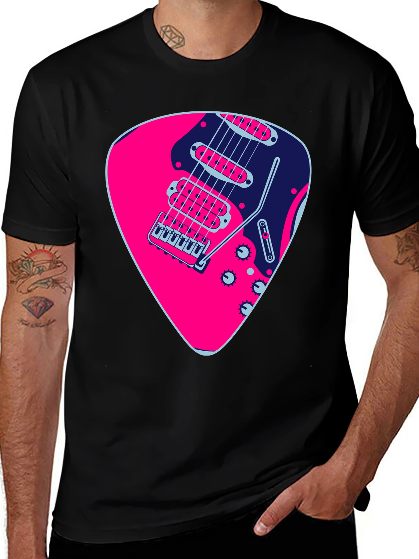 Variant 29 of Guitar Pick Graphic Black T-Shirt