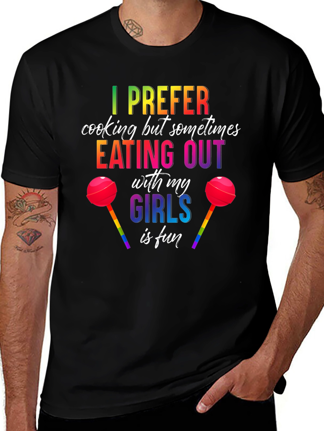 Variant 3 of I Prefer Eating Out Rainbow Lollipop T-Shirt
