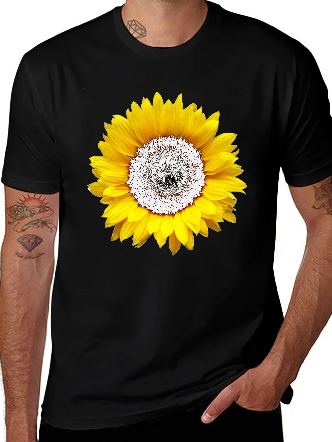 Variant 9 of Sunflower Graphic Tee - Men's Black T-Shirt