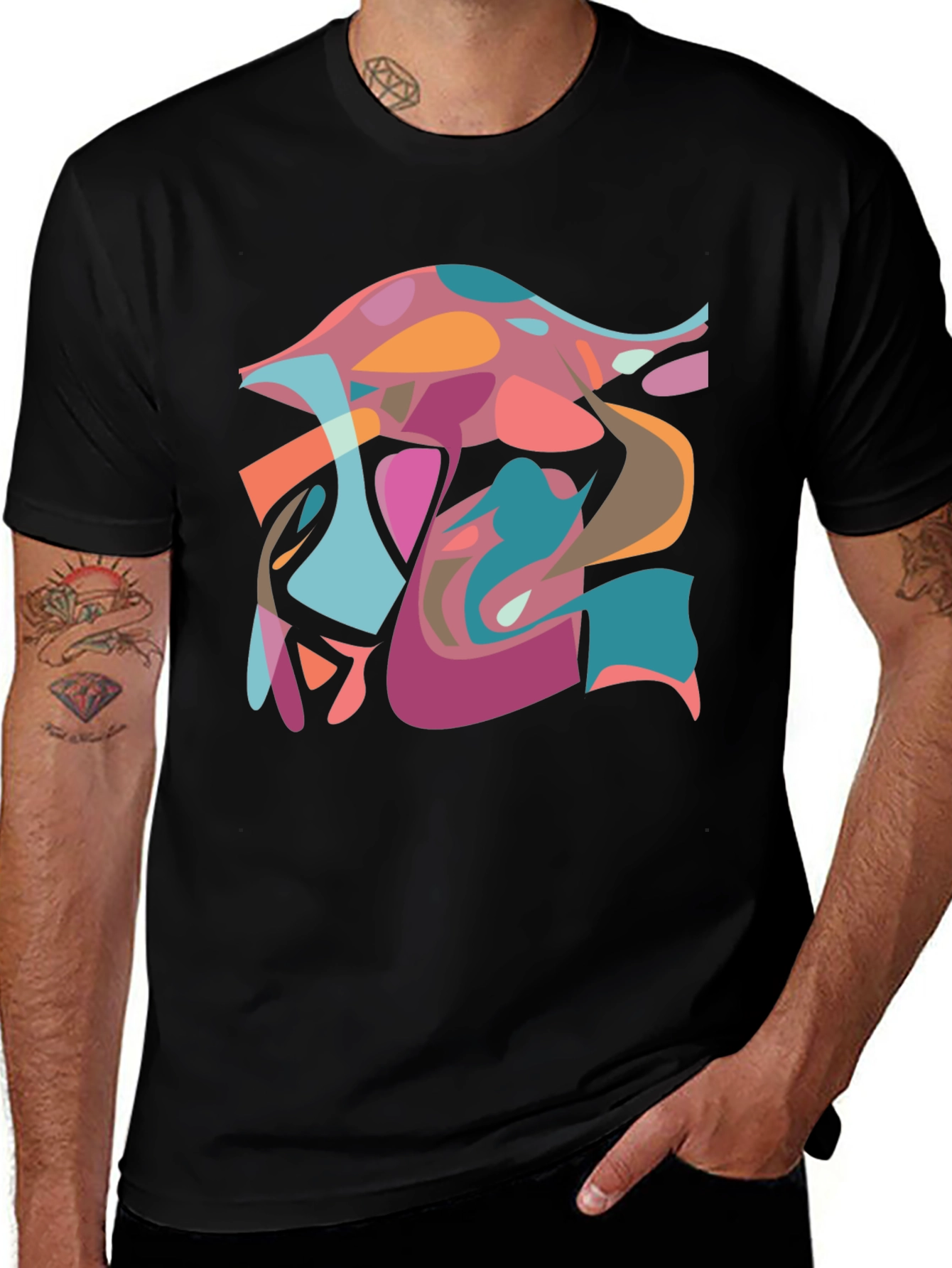 Variant 5 of Abstract Art Graphic Print Black T-Shirt