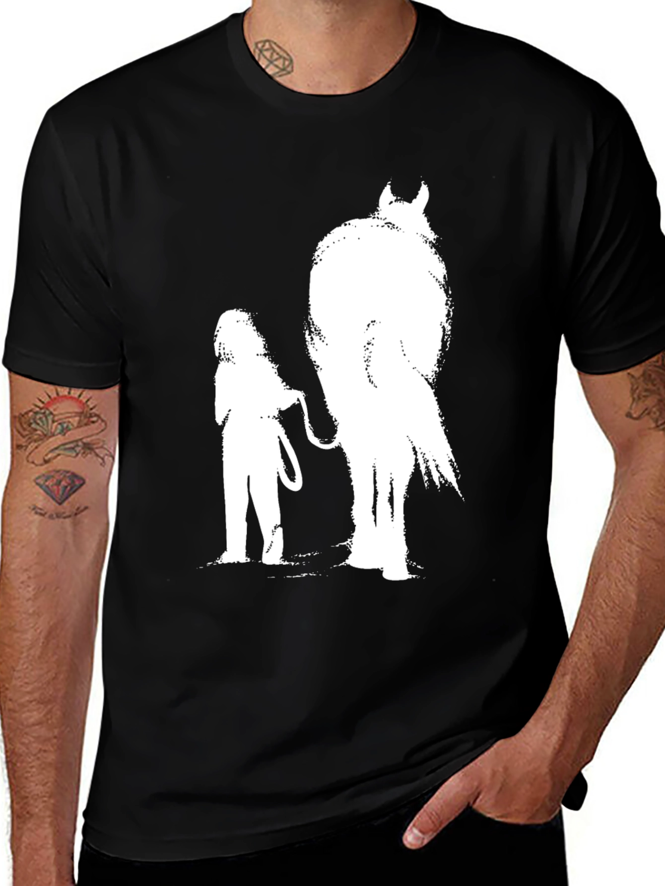 Krampus & Girl Graphic Tee - Black Cotton T-Shirt