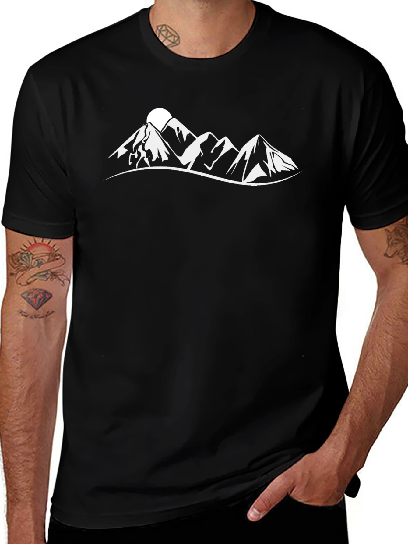 Variant 3 of Mountain Peak Graphic Tee - Black Cotton T-Shirt