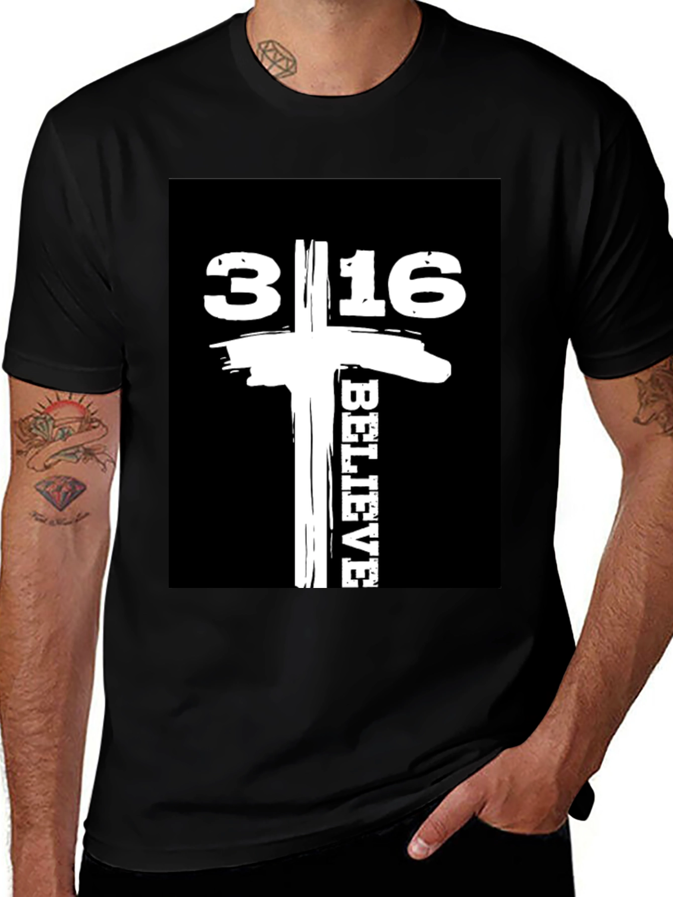 Believe 3:16 Graphic Tee - Black Cotton
